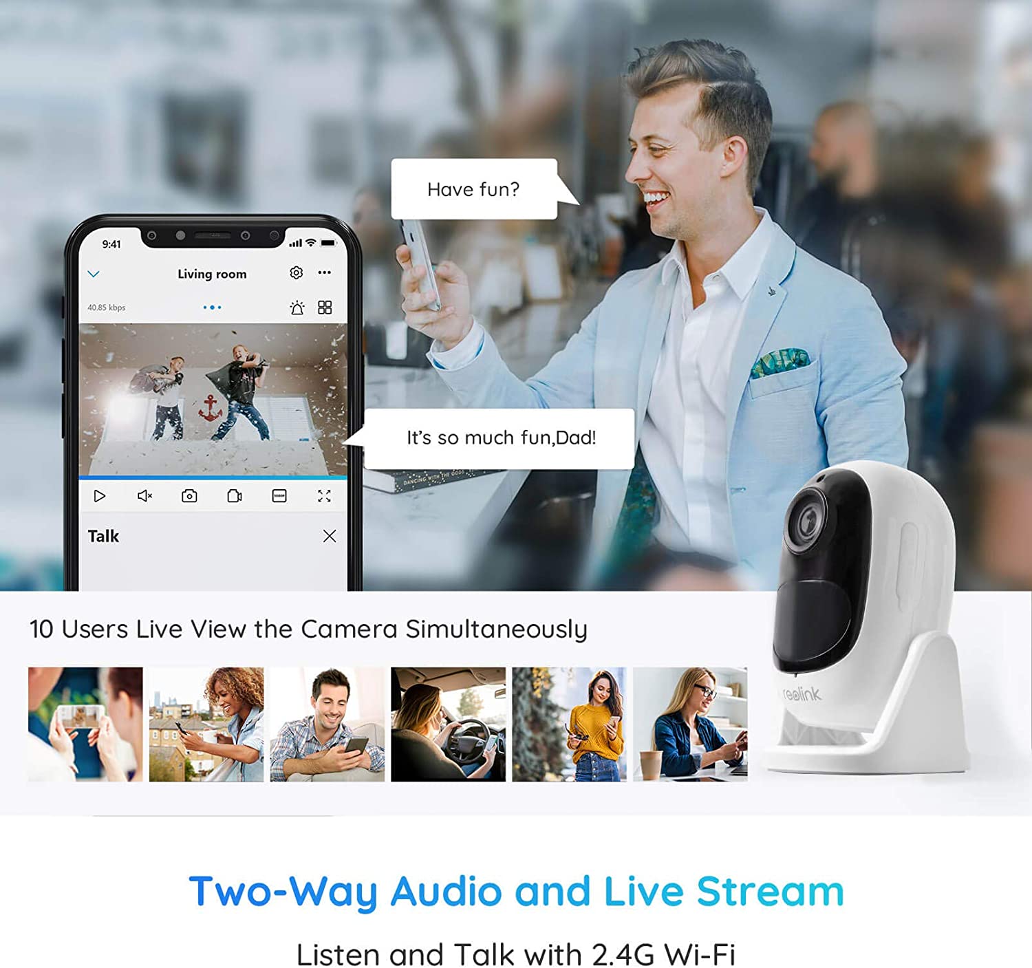 Reolink 1080p HD Outdoor Wireless Rechargeable Battery Security IP Camera Night Vision PIR Motion Detection 2-Way Audio, Support Google Assistant, Cloud Storage, Argus 2E