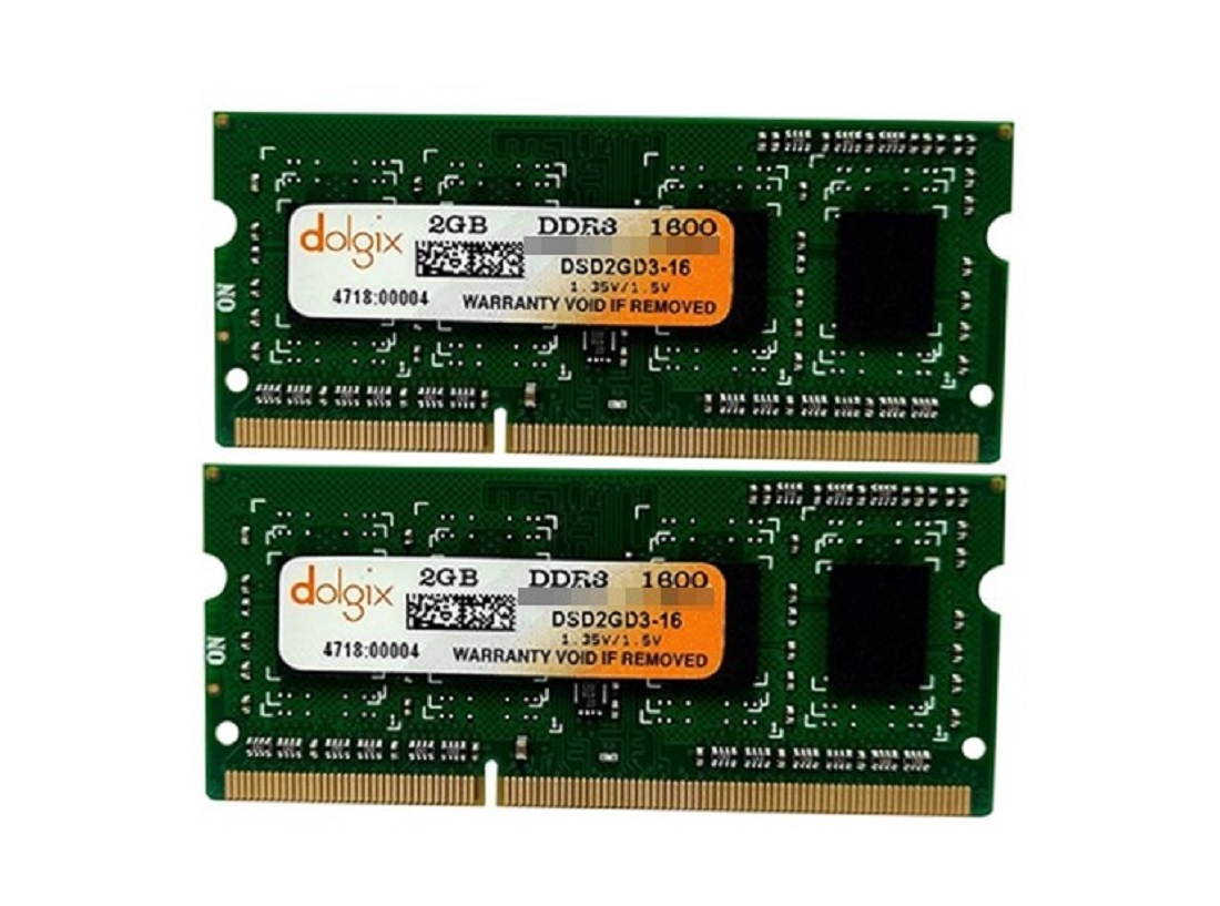 DOLGIX 4GB Kit (2x2GB) DDR3 1600MHz (PC3-12800) SODIMM 204-Pin 1.3v - 1.5v Notebook Laptop Memory Modules Upgrade KIT