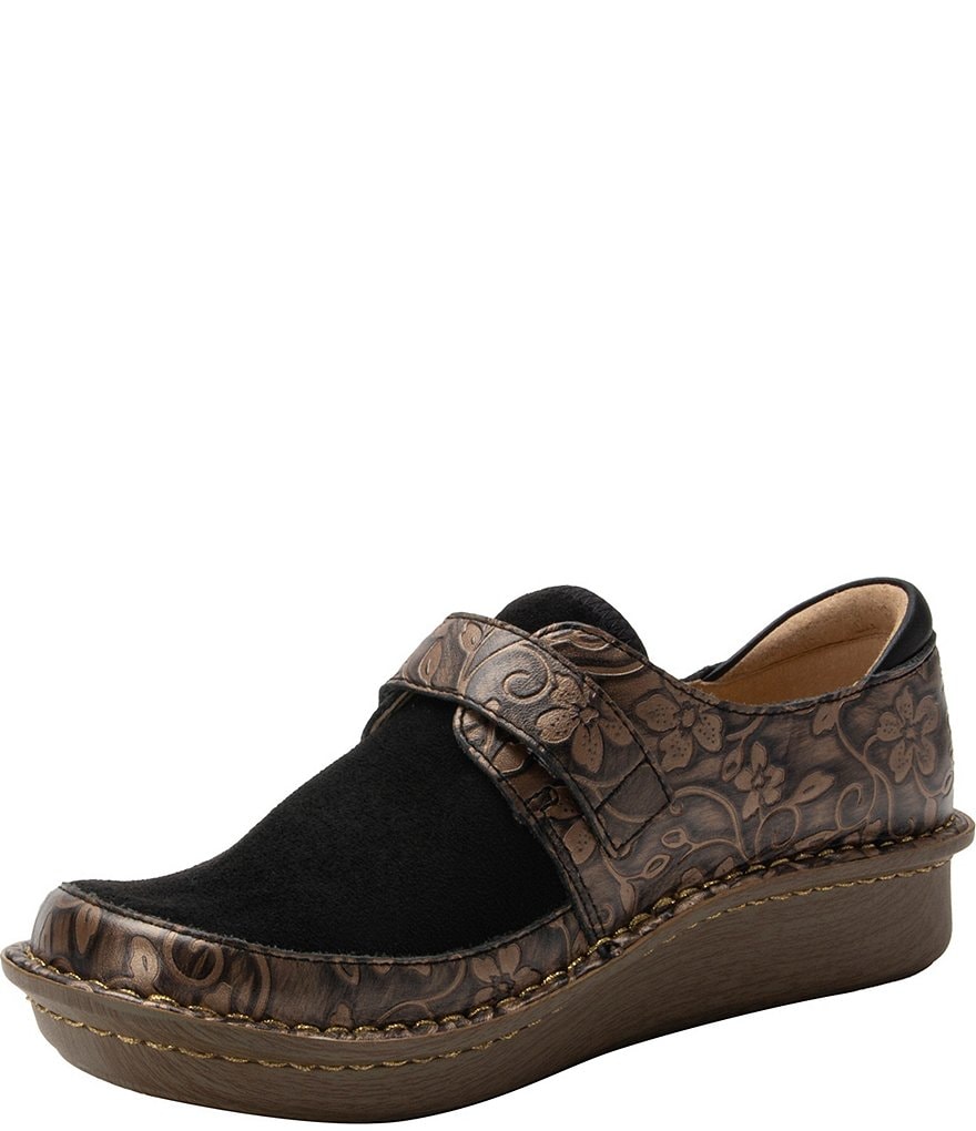 Alegria Brenna Rustic Printed Leather Monk Strap Slip-Ons