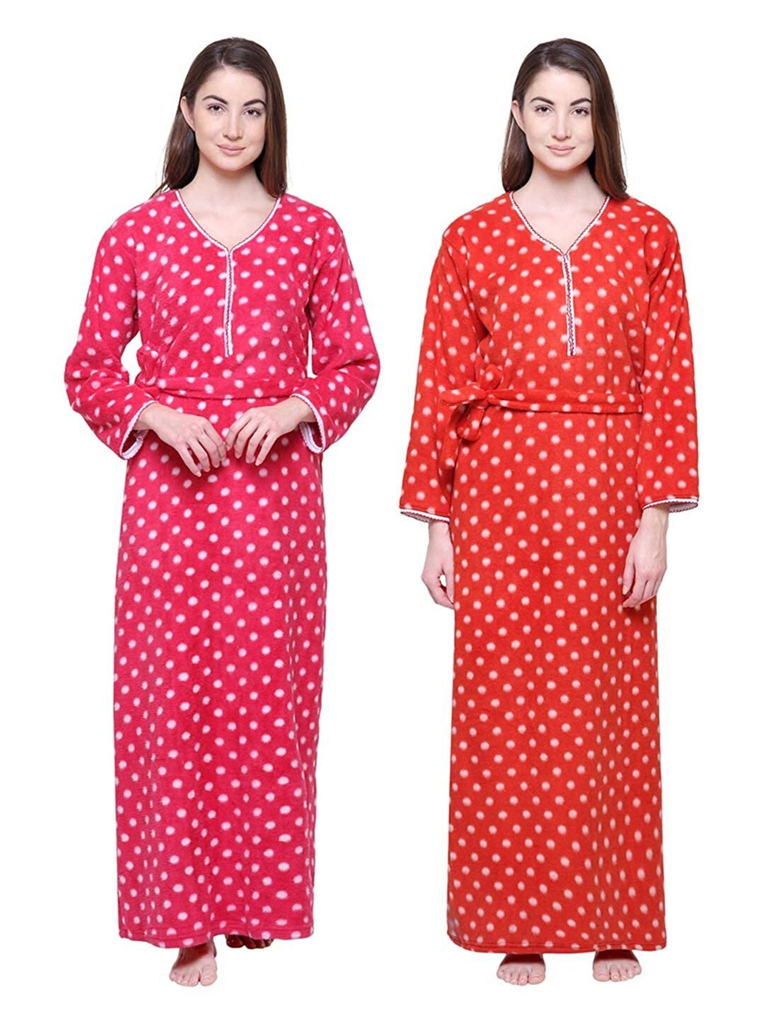 Secret Wish Pink & Orange Printed Nighty Pack of - 2