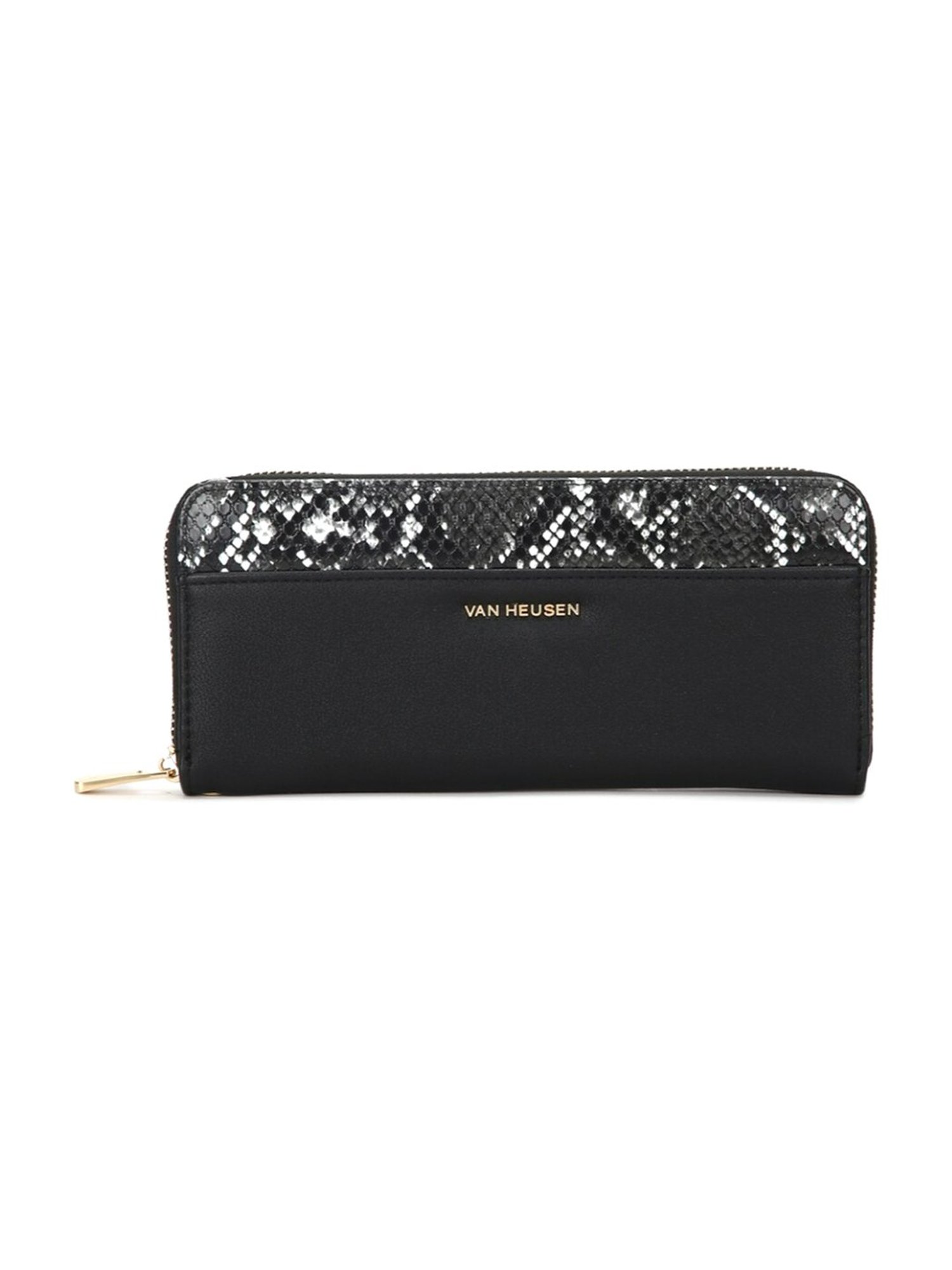 Van Heusen Black Printed Zip Around Wallet for Women