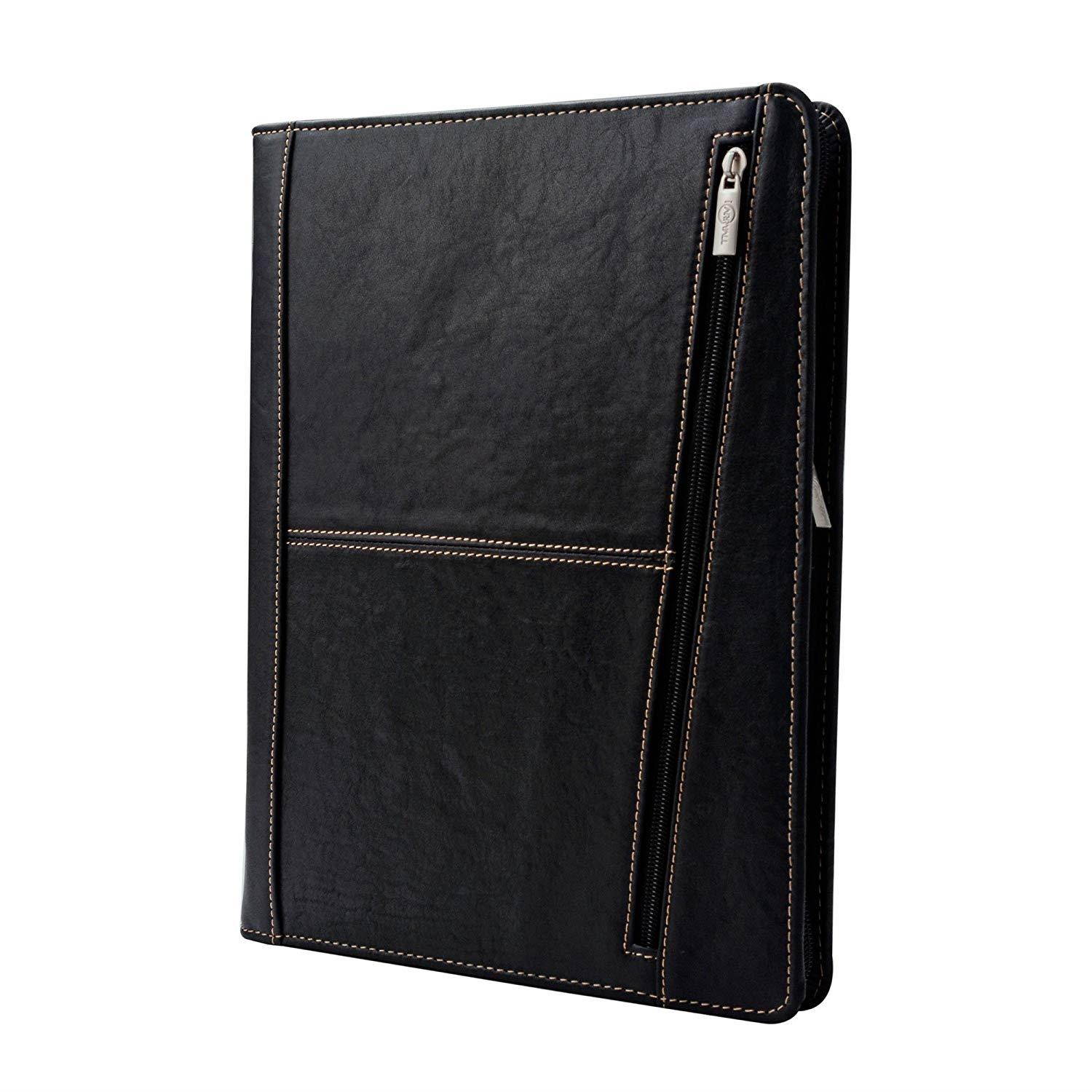 iCarryAlls Leather Padfolio with Zipper, Organizer Padfolio Case for Samsung Galaxy Tab S4, A4 Portfolio for Notepad