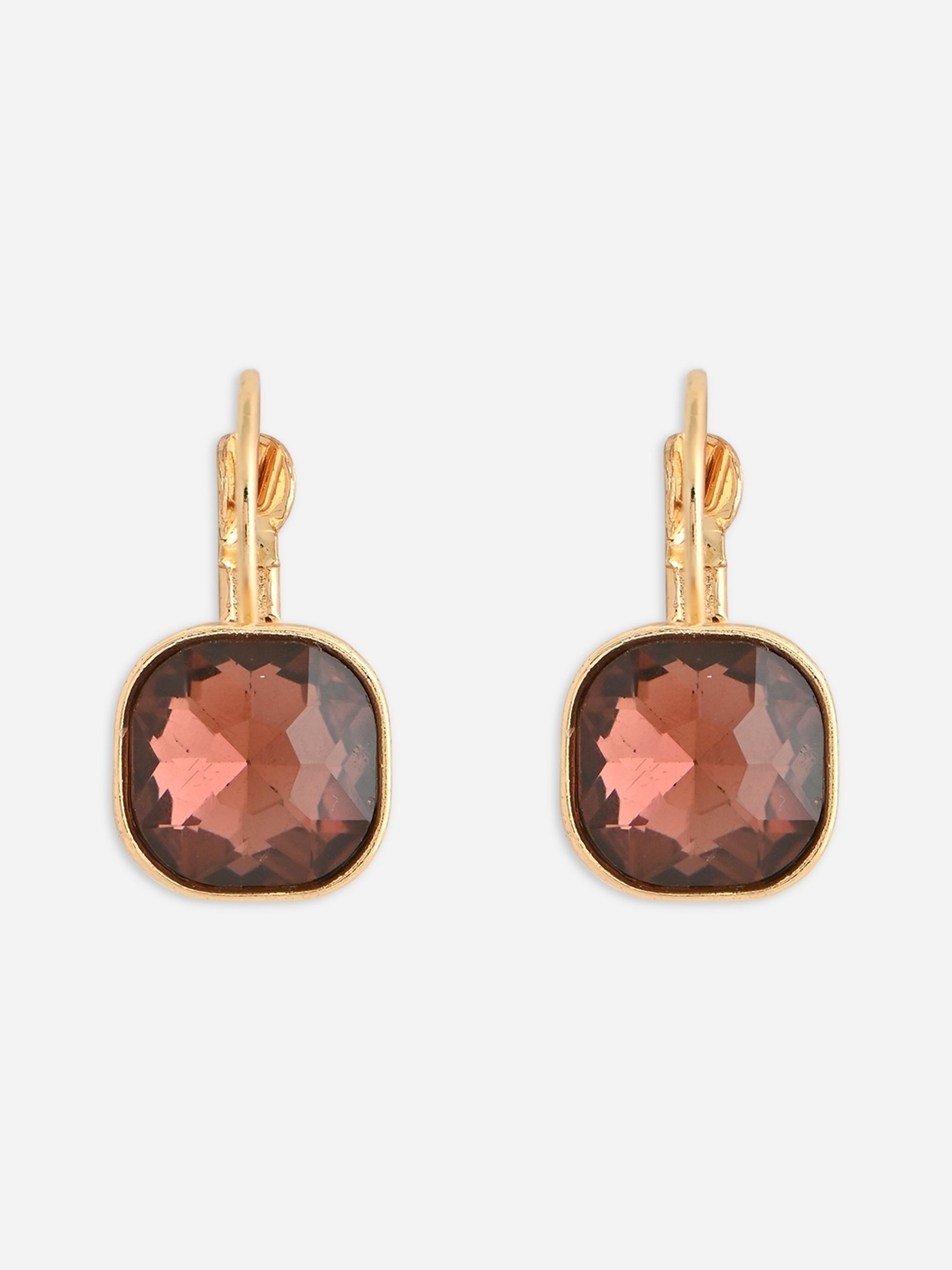 ToniQ Gold Maroon Party Hoop Drop Earrings for Women