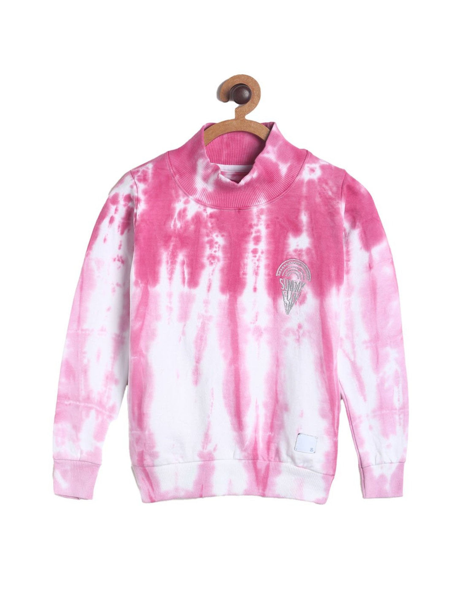 Tales & Stories Kids Pink & White Printed Sweatshirt