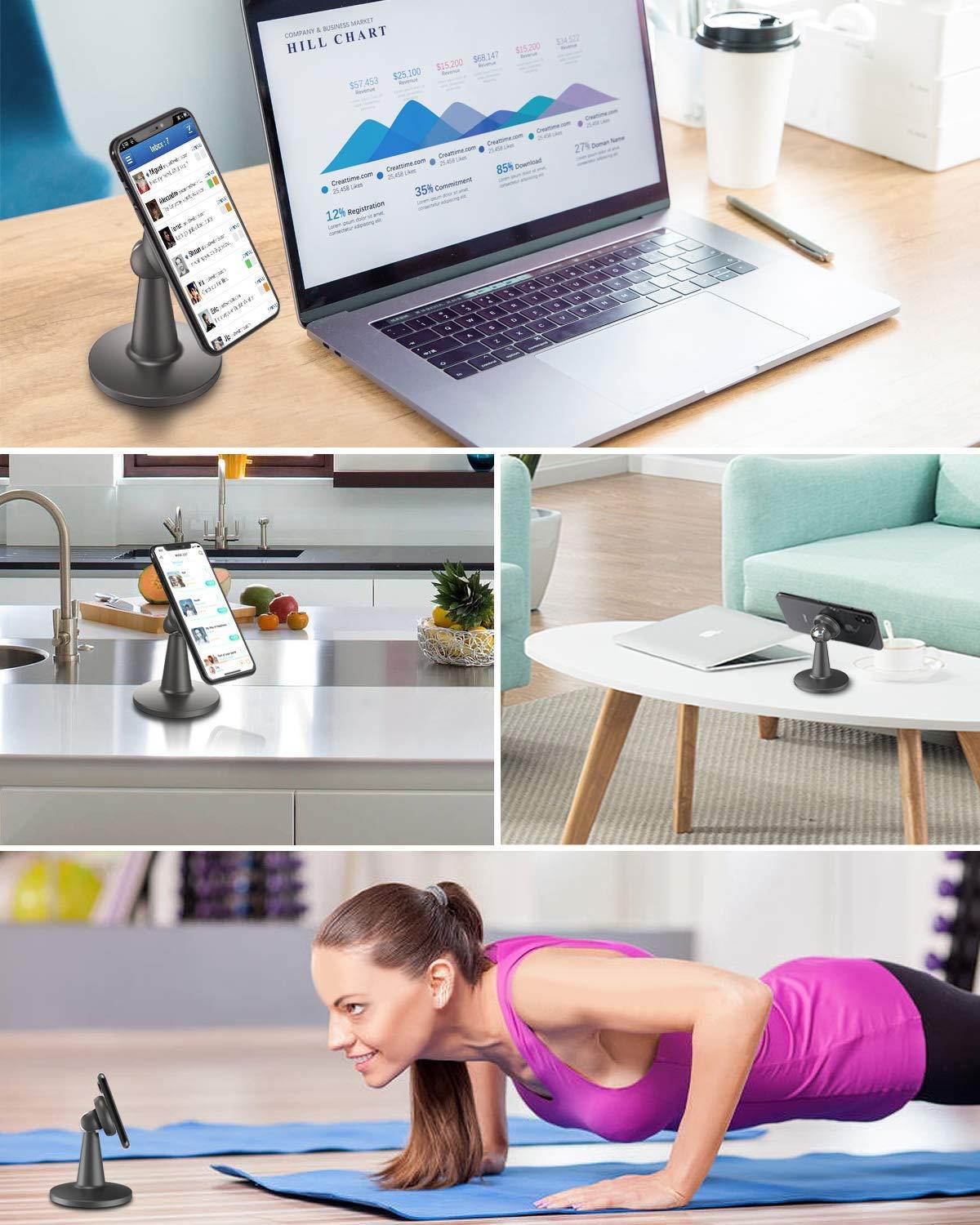 Magnetic Cell Phone Stand for Desk, SUPERONE Desktop Phone Holder Compatible with iPhone 11 Pro Xs Xs Max Xr X 8 7 6, Samsung, Google Pixel and More