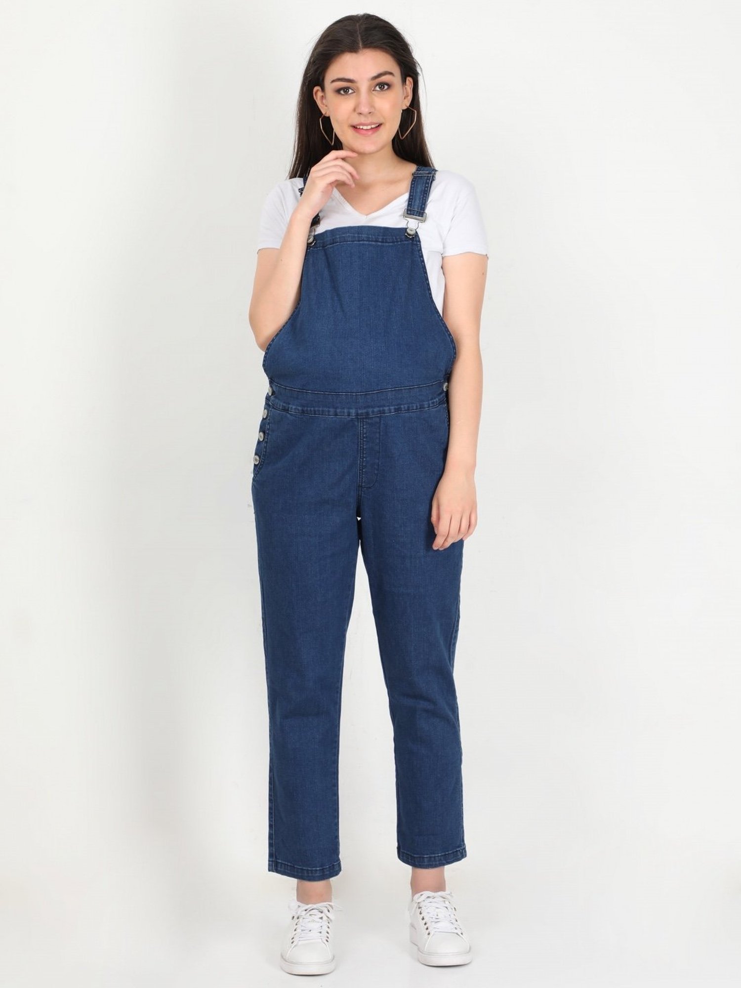 The Mom Store Blue Relaxed Fit Overall Dress