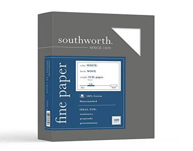 Southworth Company SOU14C Paper- Cotton- 24 lb.- 8-.50in.x11in.- White