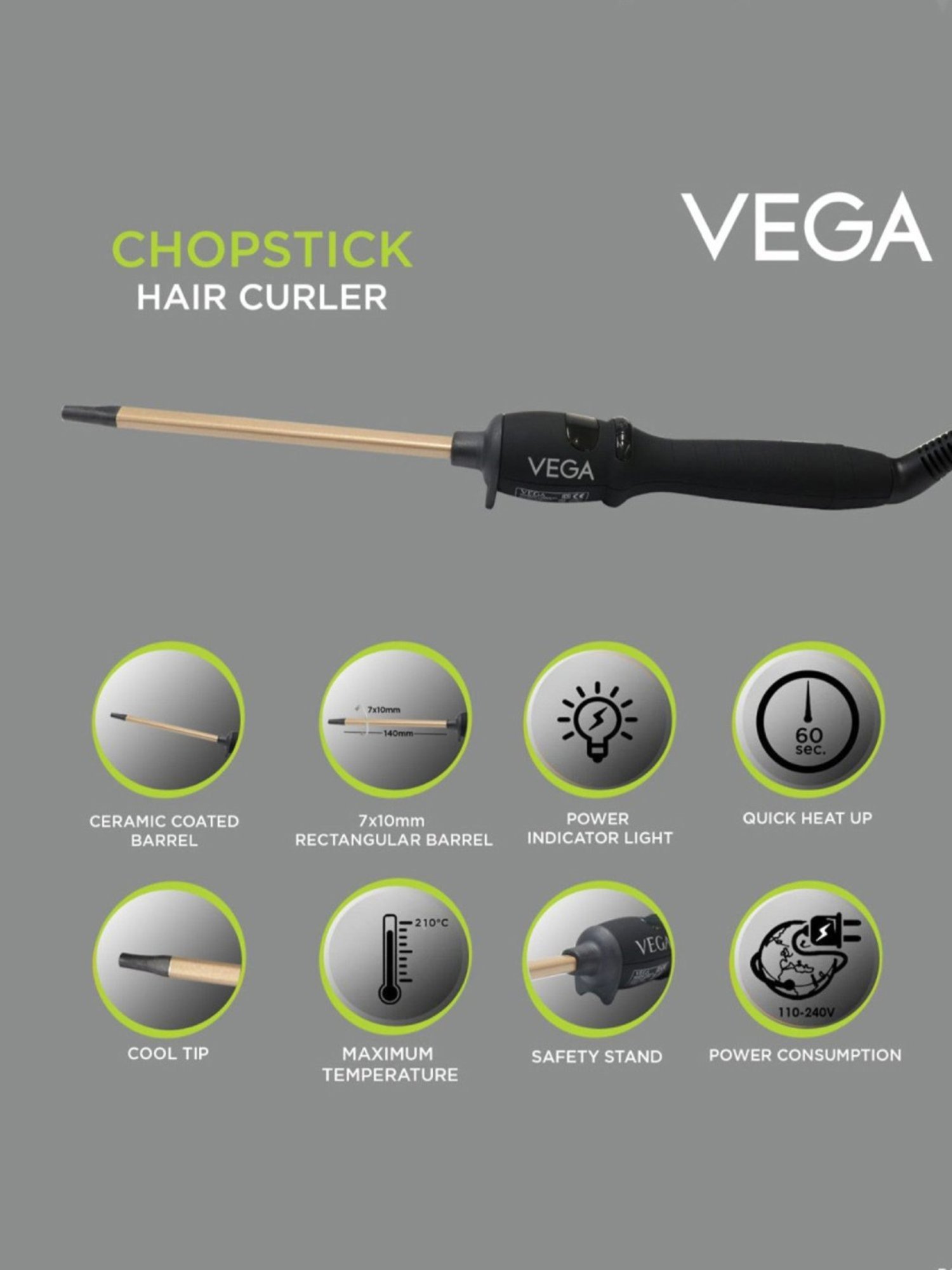 Gorgio Professional GCT9 19mm Hair Curling Tong (Silver)