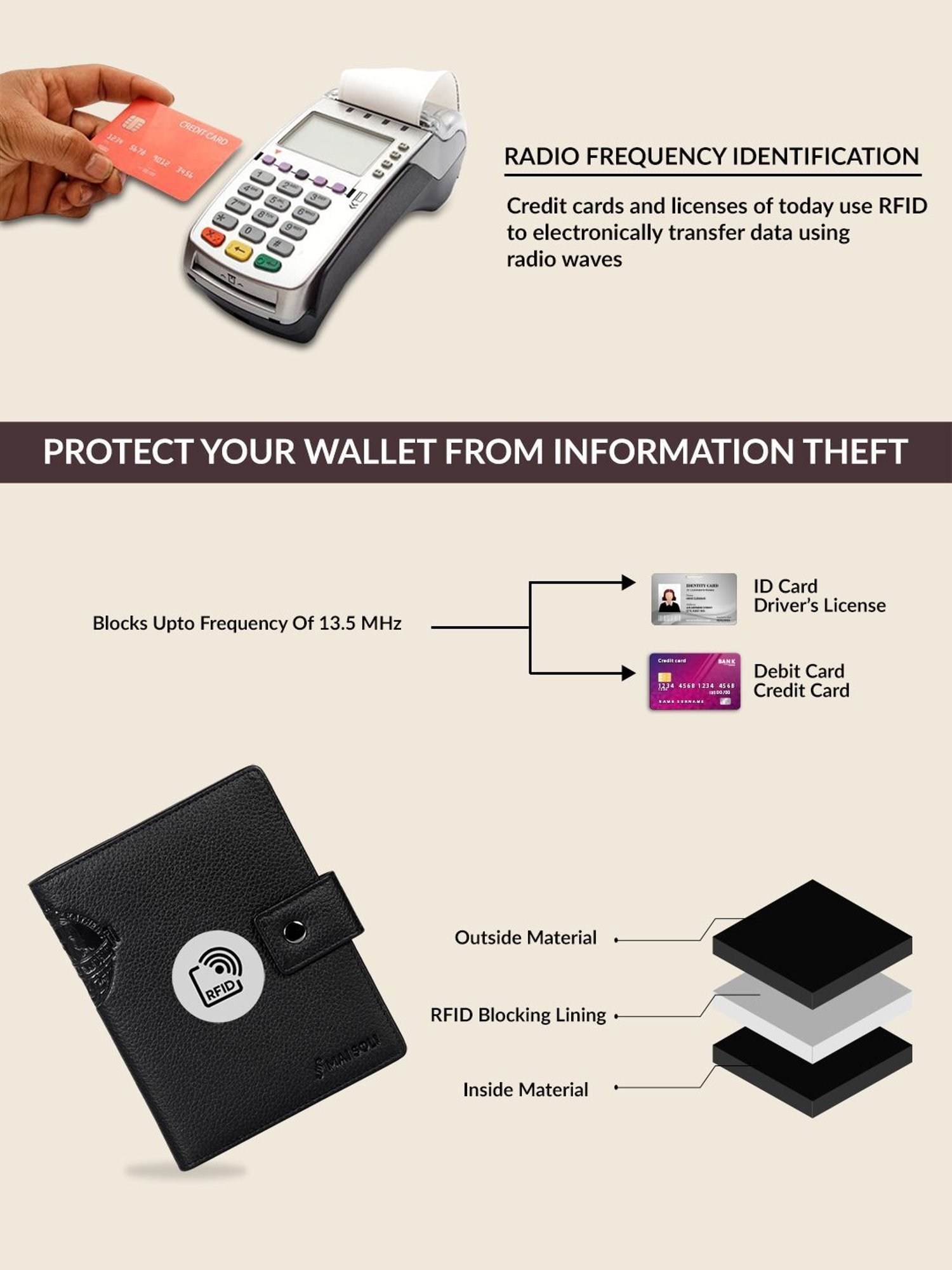 Mai Soli Gypsy Black Formal Leather Passport Wallet for Unisex