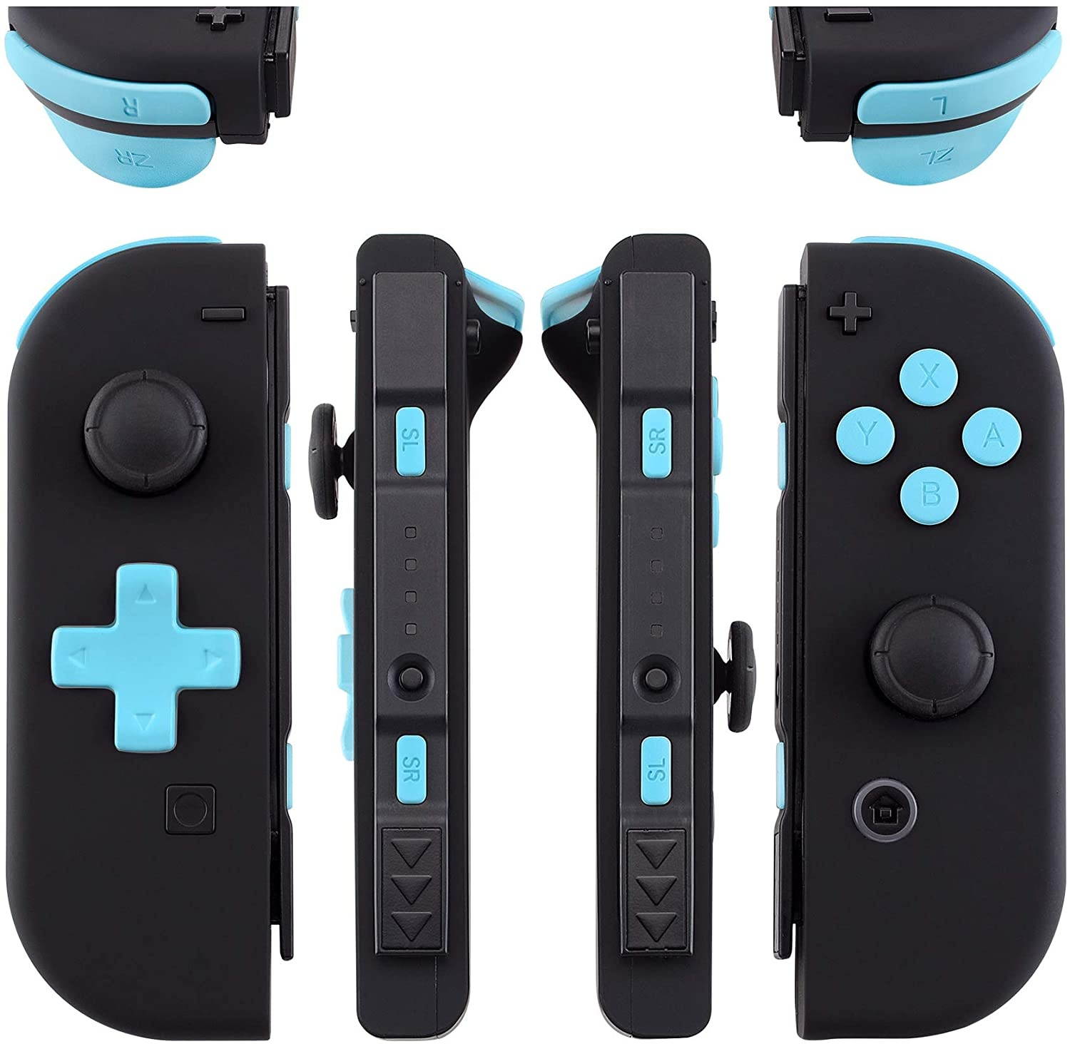 Soft Touch Heaven Blue D-pad ABXY Keys SR SL L R ZR ZL Trigger Buttons Springs, Replacement Full Set Buttons Fix Kits for Nintendo Switch Joycon (D-pad ONLY Fits for eXtremeRate Joycon D-pad Shell)