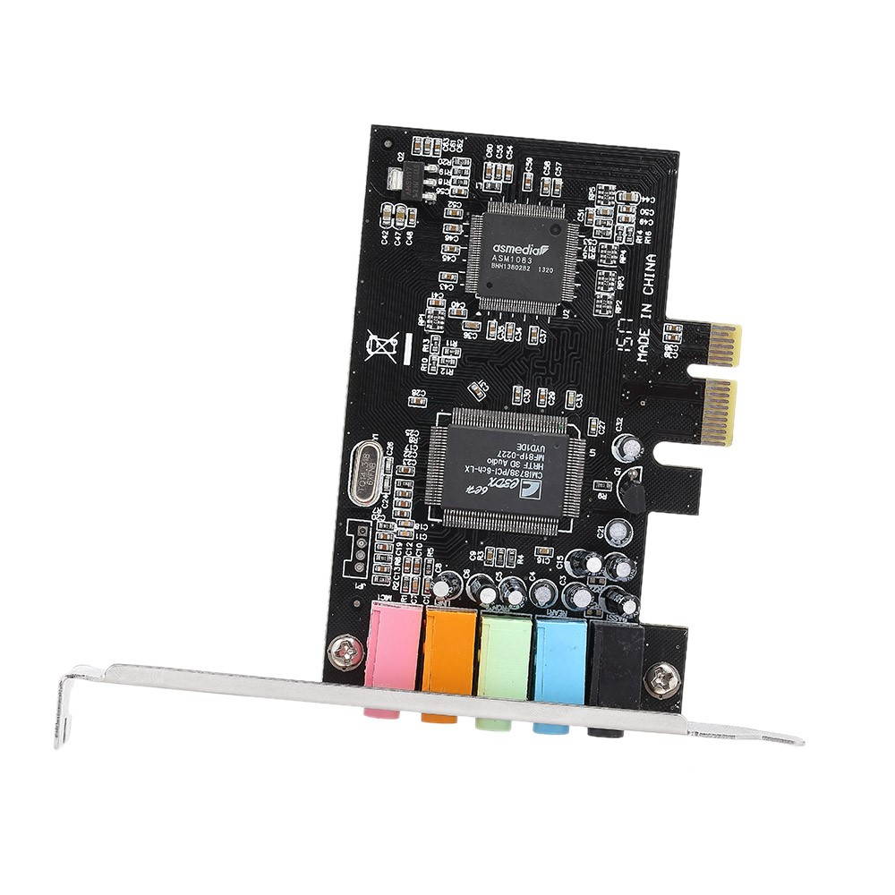 PCI-E Express Expansion Card 5.1 Sound 5 Port Sound Card Stereo Surround Sound Card for Desktop Black