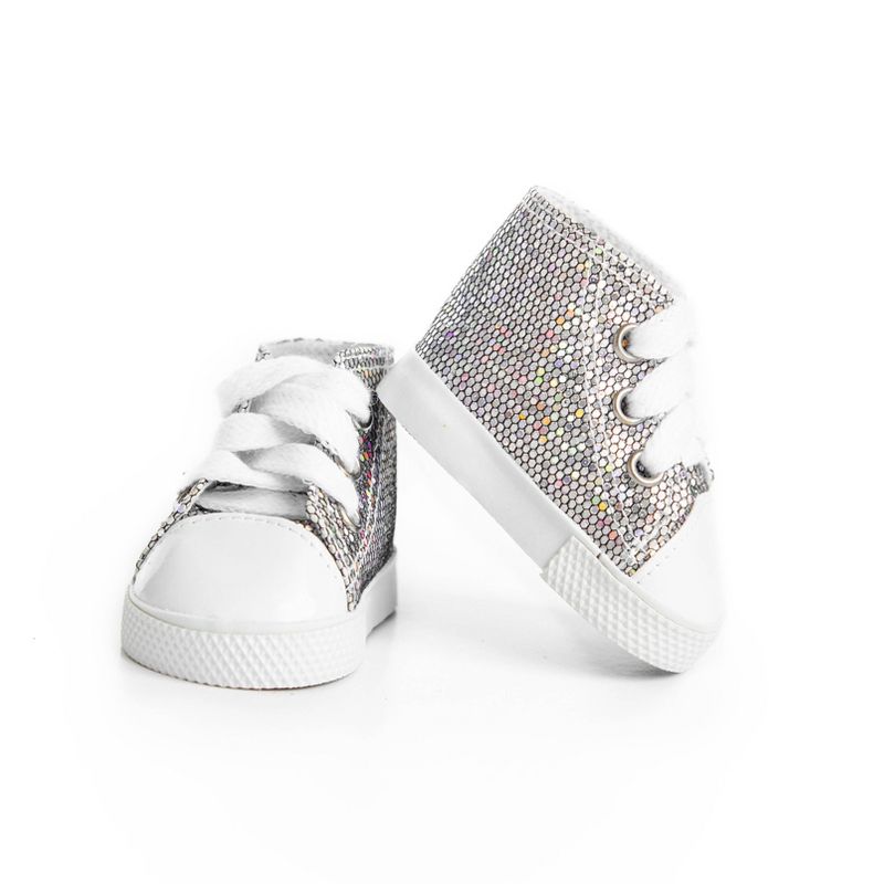 The Queen's Treasures 18" Doll Designer Silver Handbag & Shoes Accessory Set