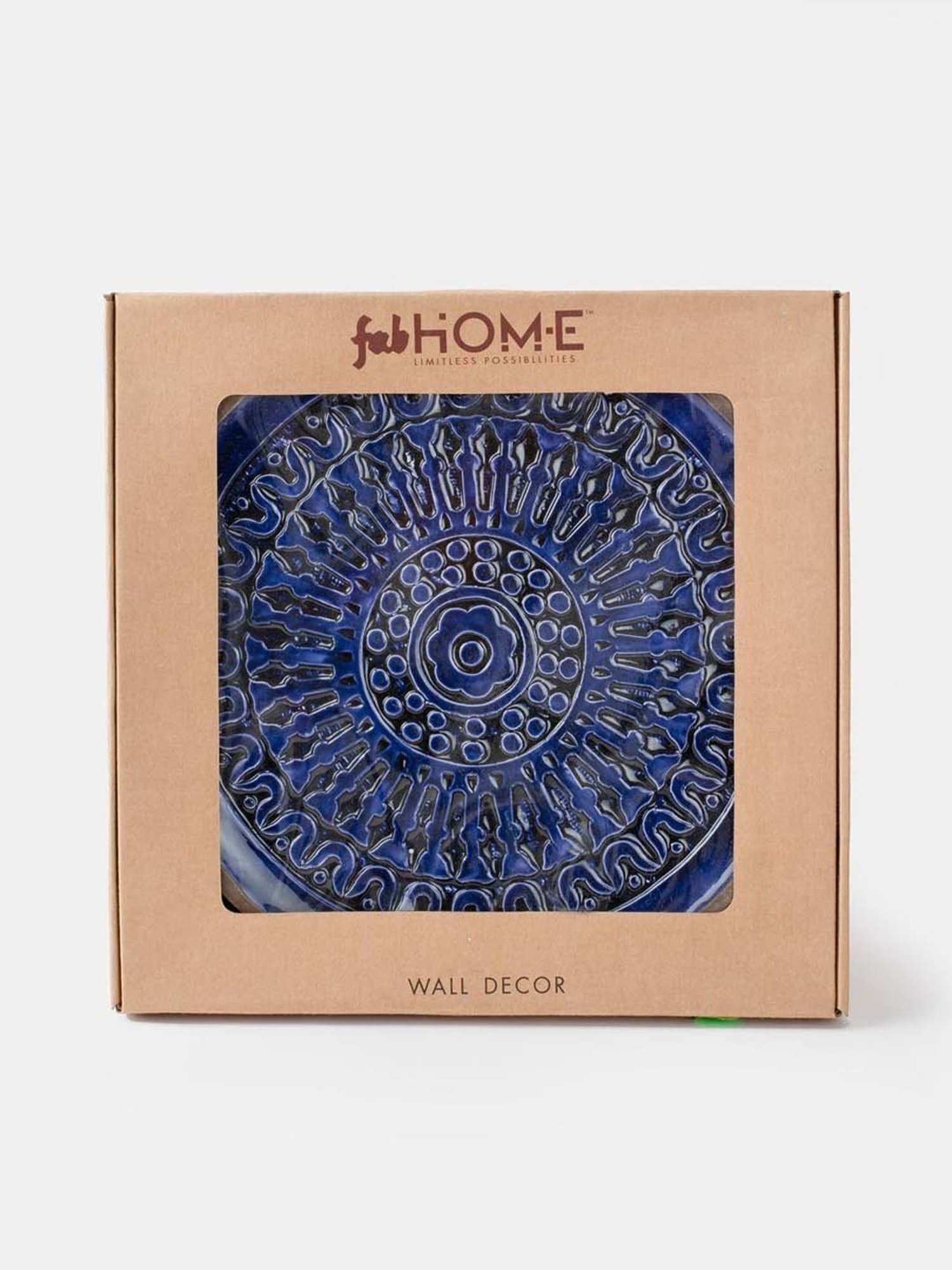 Fabindia Home Gulmohar Blue Wood Hand Carved Wall Plate