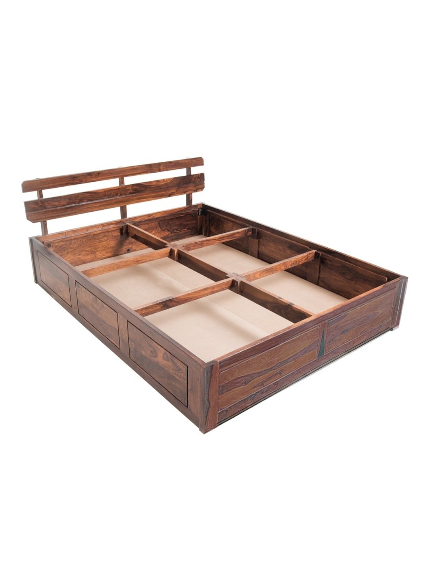 Duroflex Admire Brown Sheesham Wood With Storage King Bed in Honey Finish
