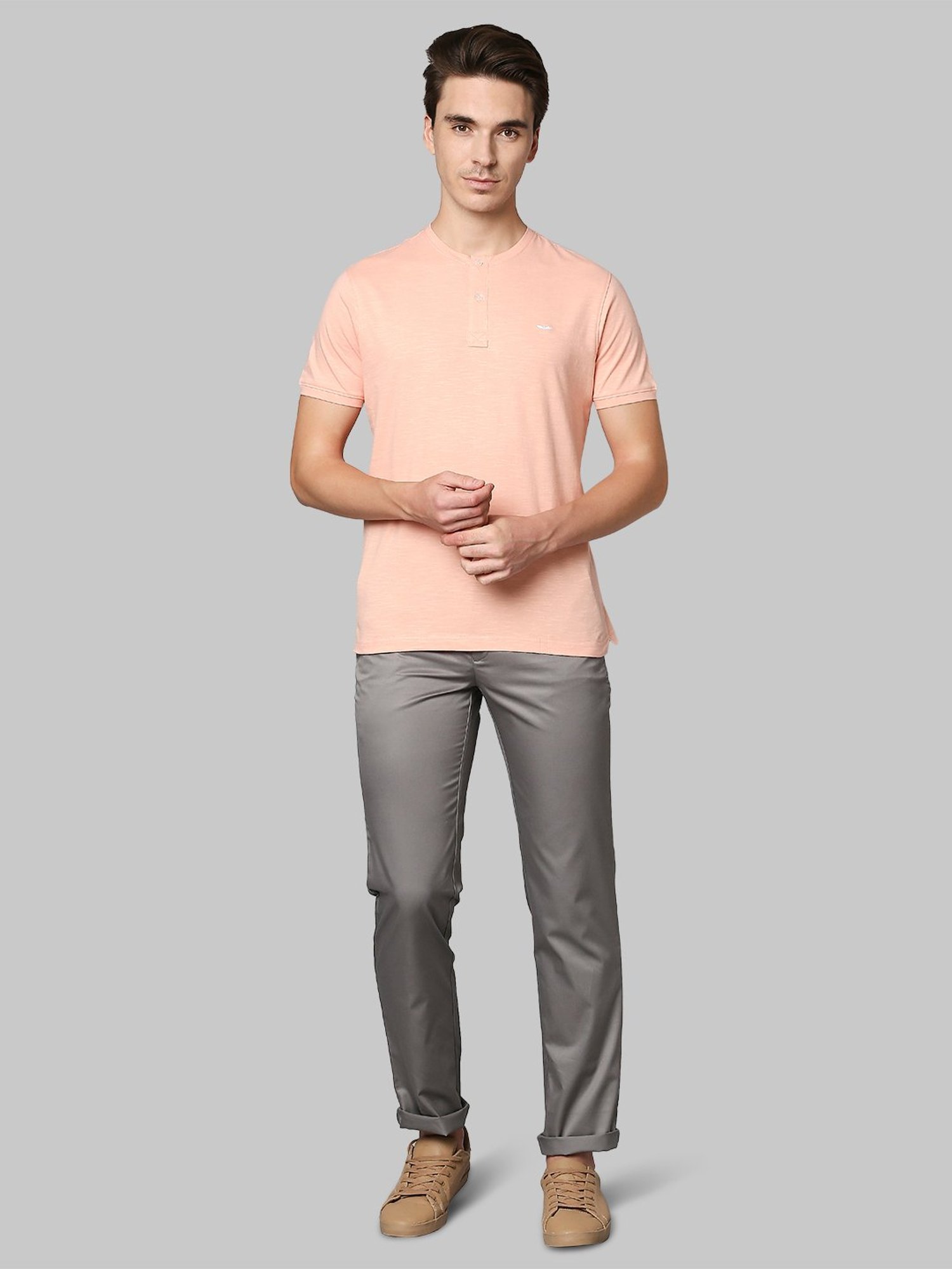 Park Avenue Grey Super Slim Fit Flat Front Trousers