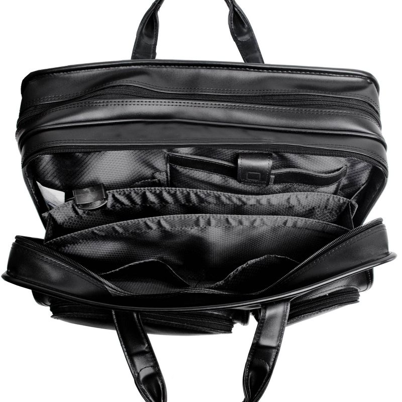 McKlein Clinton 17" Leather Patented Detachable Wheeled Laptop Bag - Black