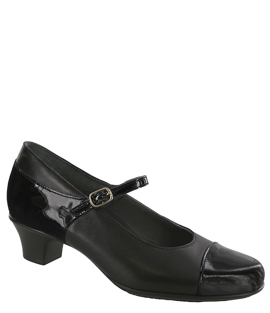 Sas Isabel Leather Block Heel Mary Jane Pumps