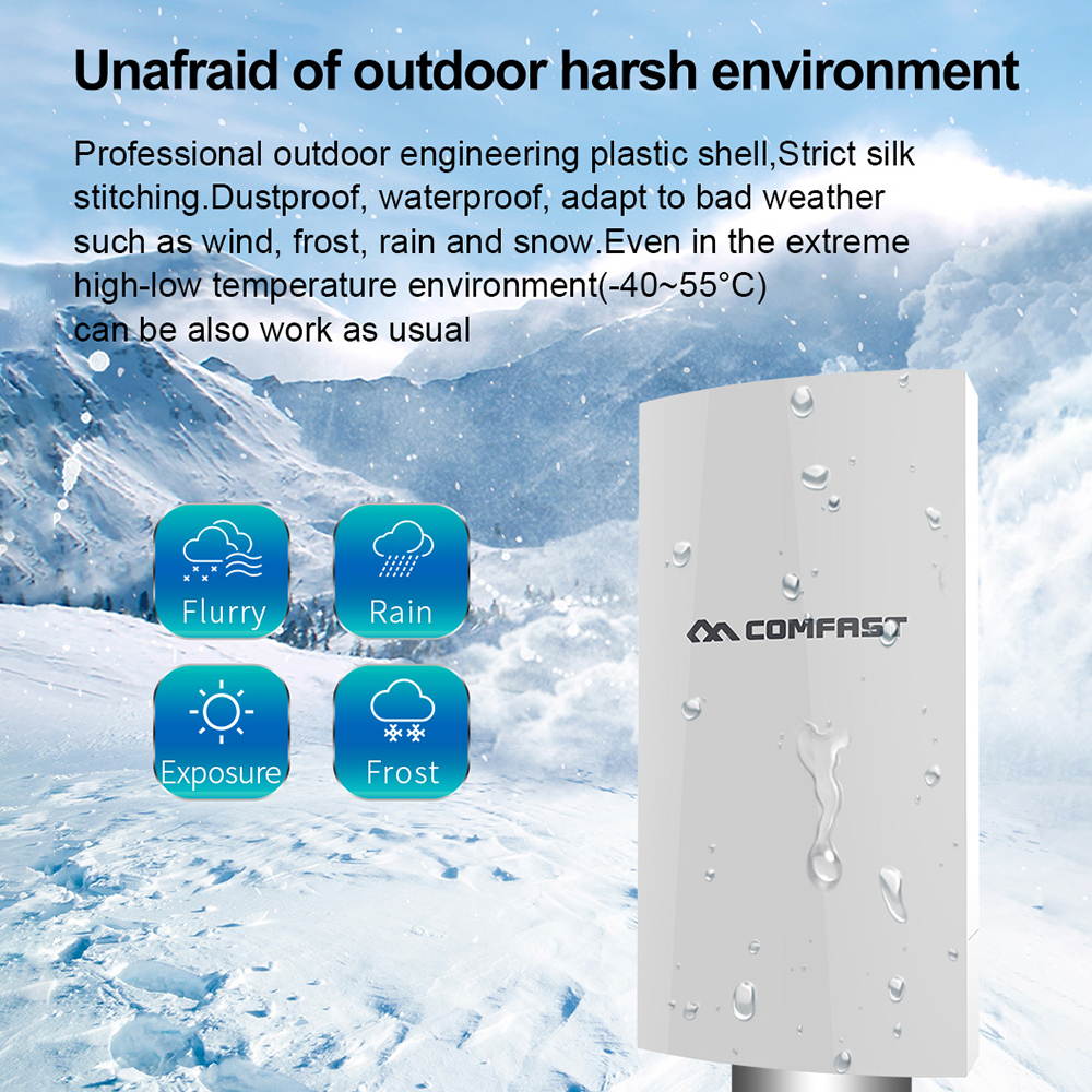 COMFAST 300Mbps Outdoor CPE 2.4GHz Monitoring CPE IP65 POE SSID Wireless Bridge for Security and Monitoring