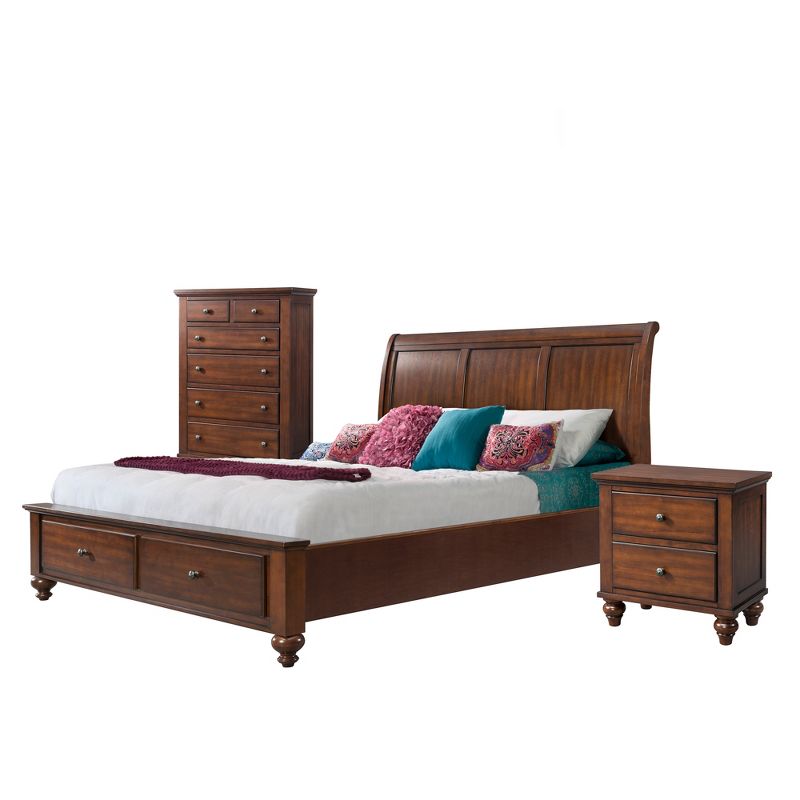 3pc King Channing Storage Bedroom Set Cherry - Picket House Furnishings
