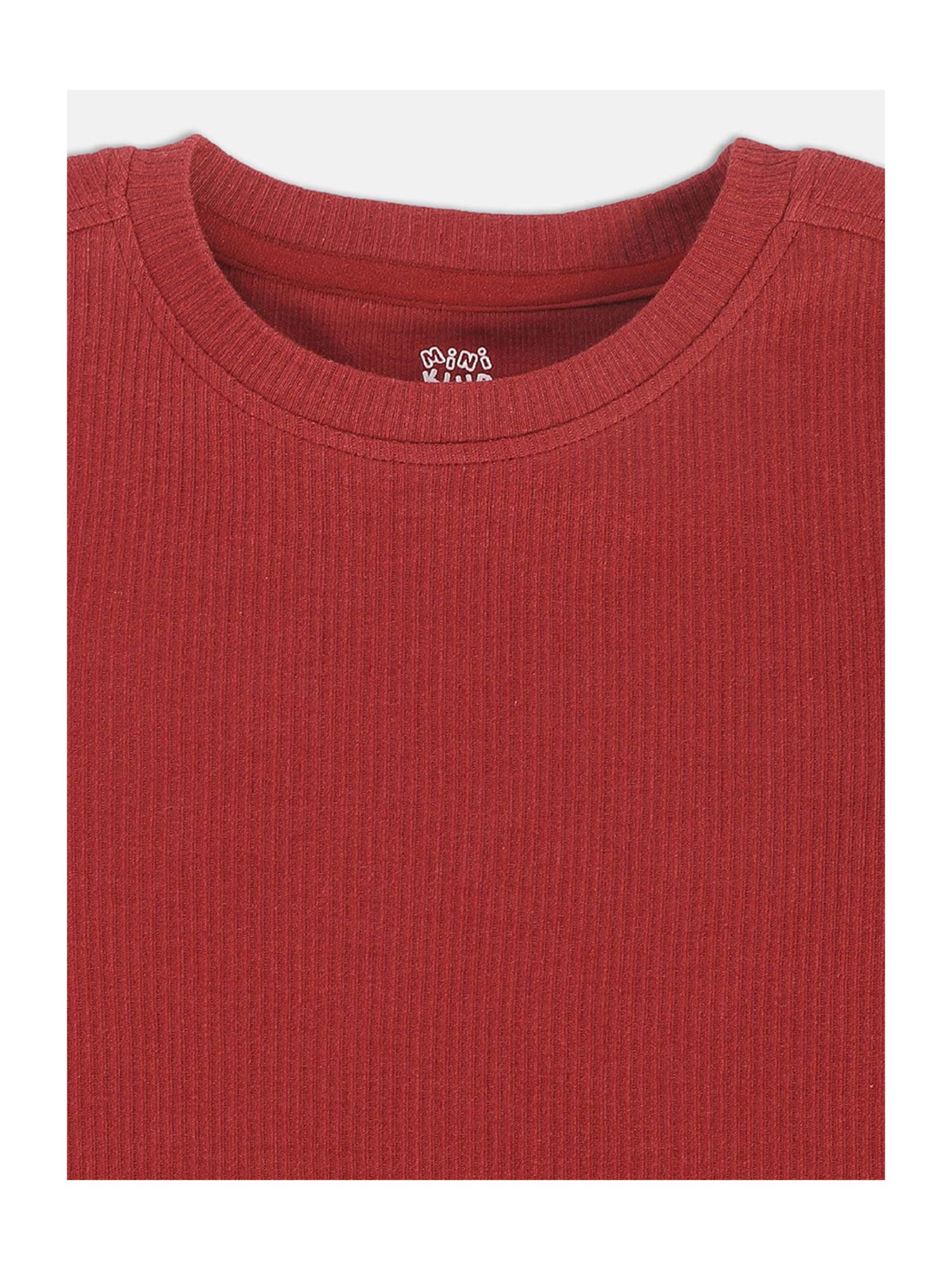 MINIKLUB Kids Red & White Solid Full Sleeves T-Shirt (Pack Of 2)