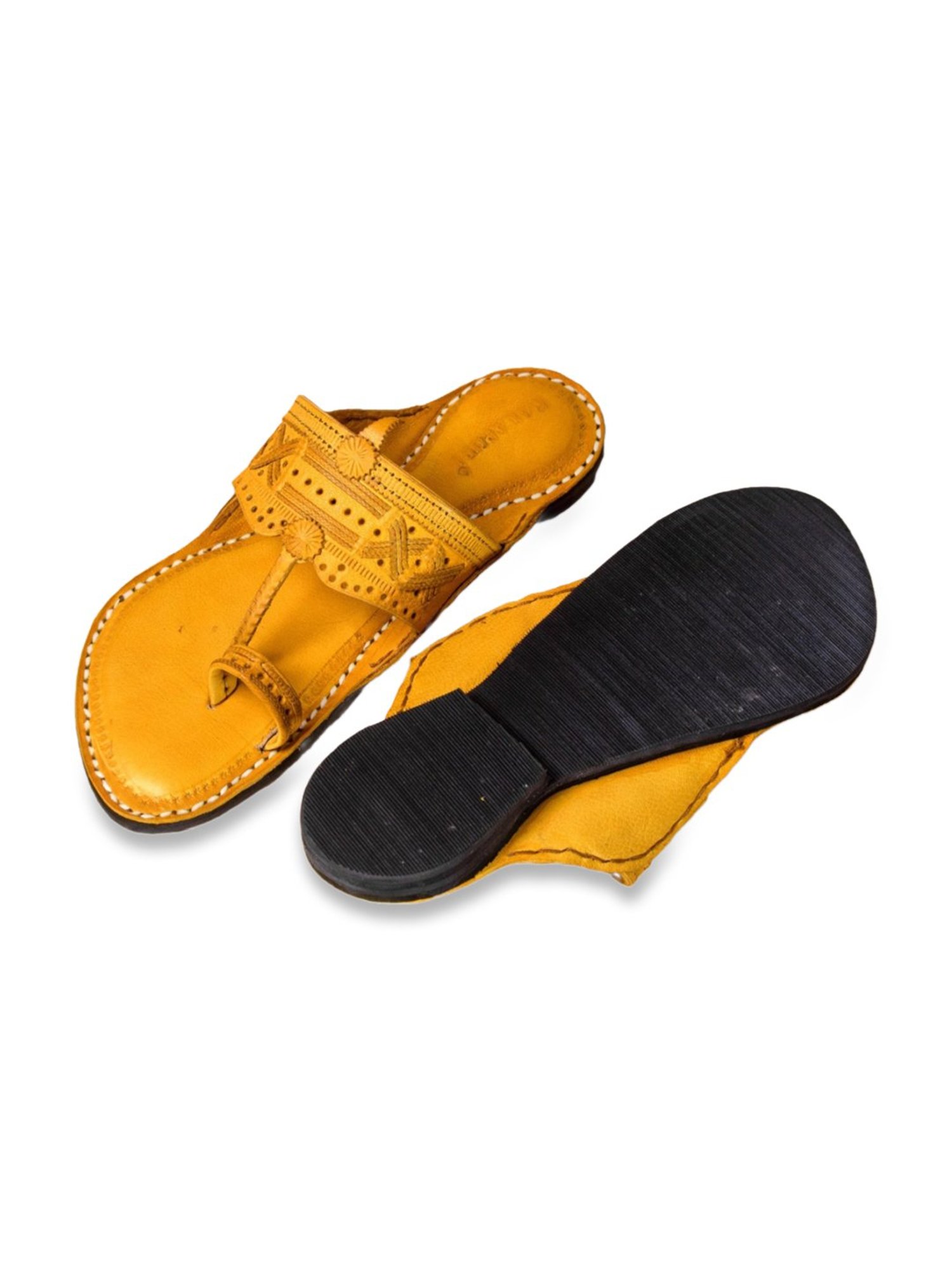 Kalapuri Men's Yellow Kolhapuri Sandals