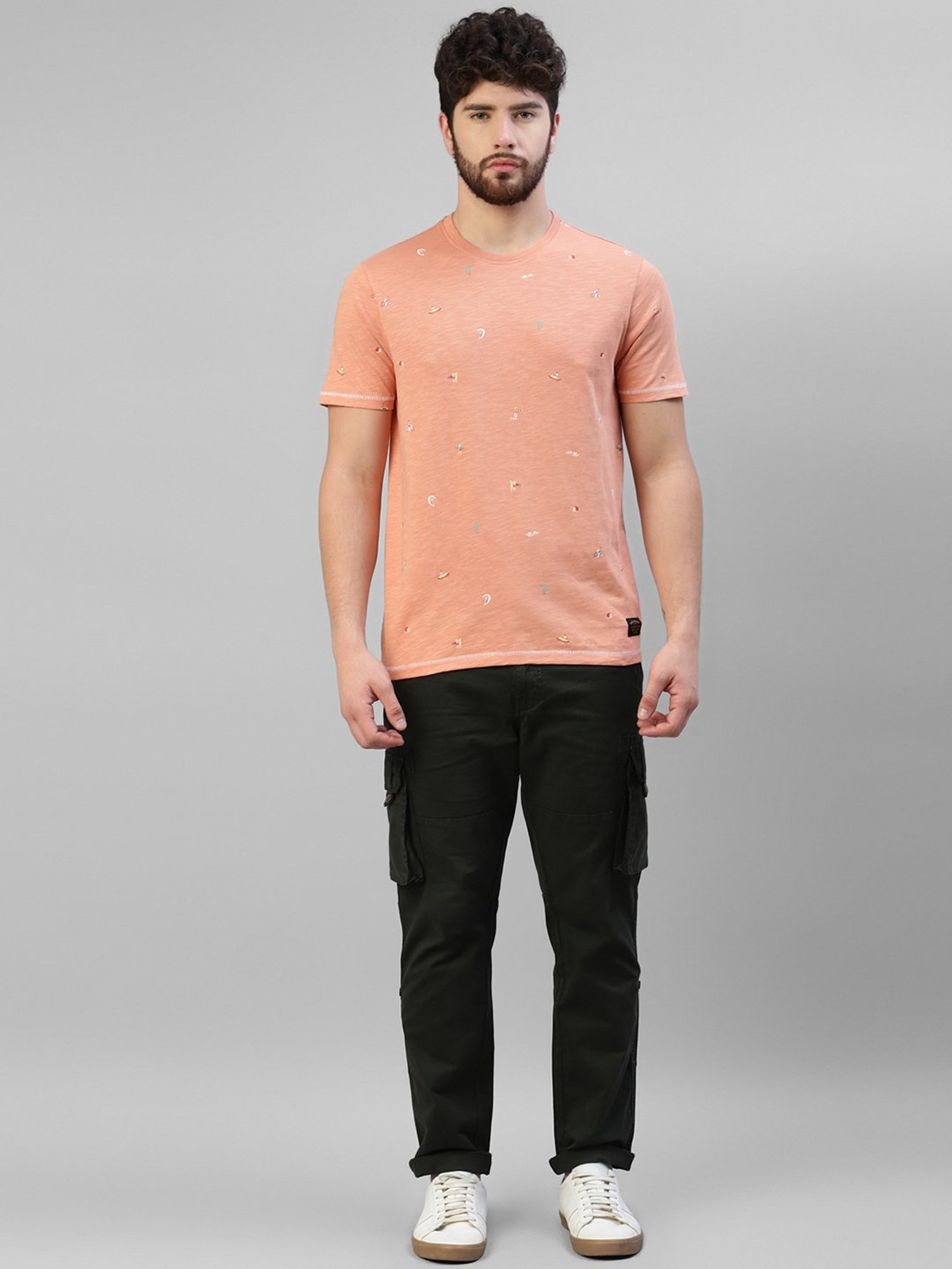 Royal Enfield Peach Regular Fit Beach AOP T-Shirt