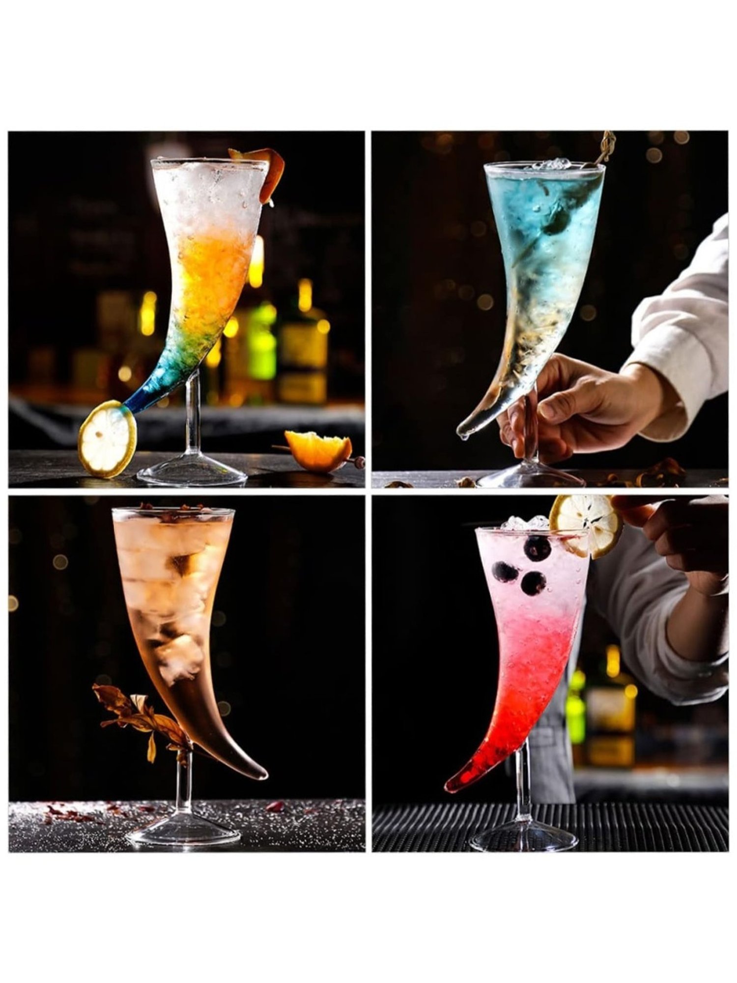 Melbify Horn Shaped Transparent Horn Shaped Cocktail Glass 250ml