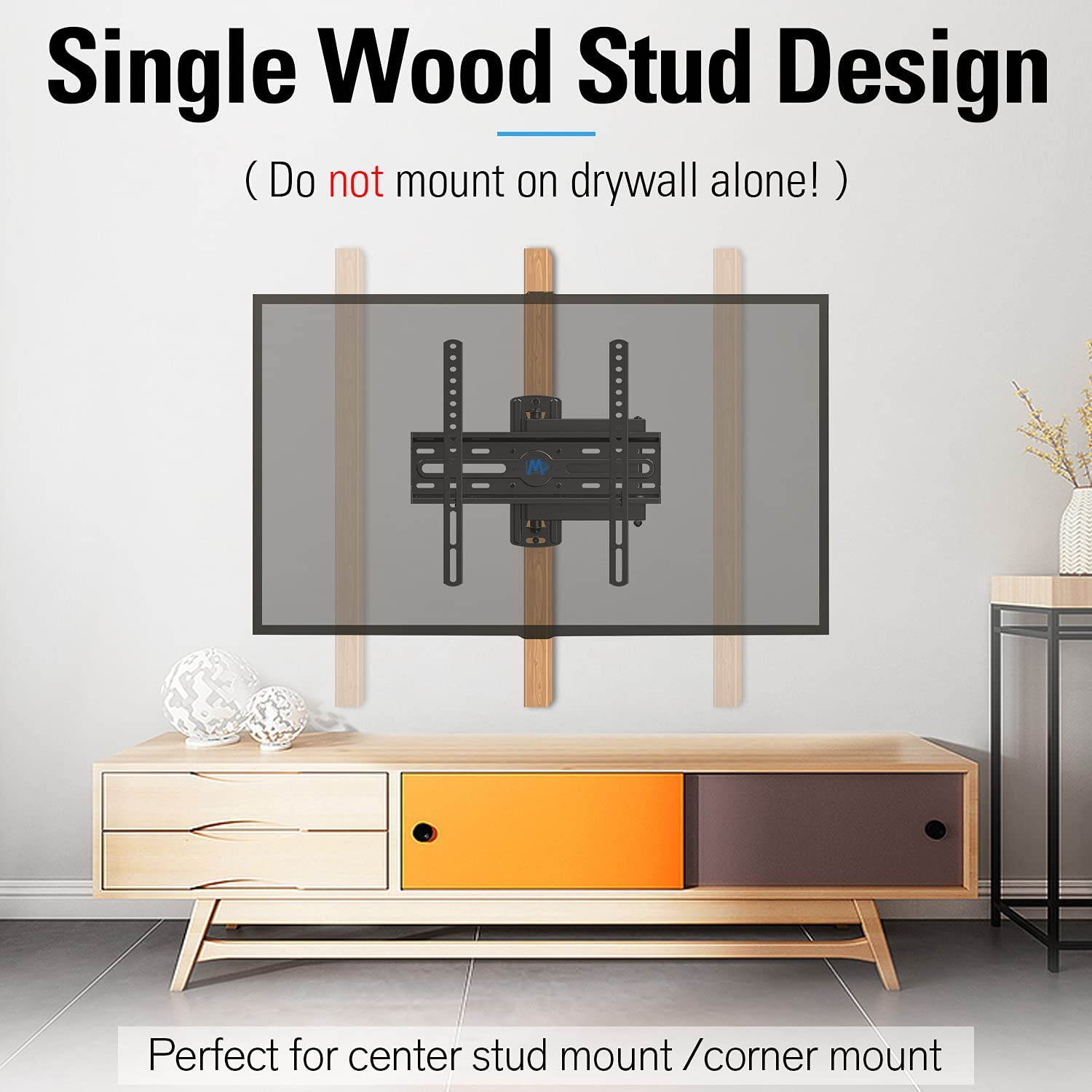 UL Listed TV Mount TV Wall Mount Swivel and Tilt for 26-55 Inch TV, Perfect Center Design, Full Motion TV Wall Mount Bracket with Articulating Arm up to VESA 400x400mm, 60 lbs, MD2377