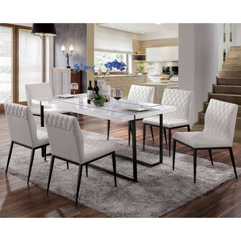 7pc Mcguffey Contemporary Dining Table Dining Set White/Black/Ivory - miBasics