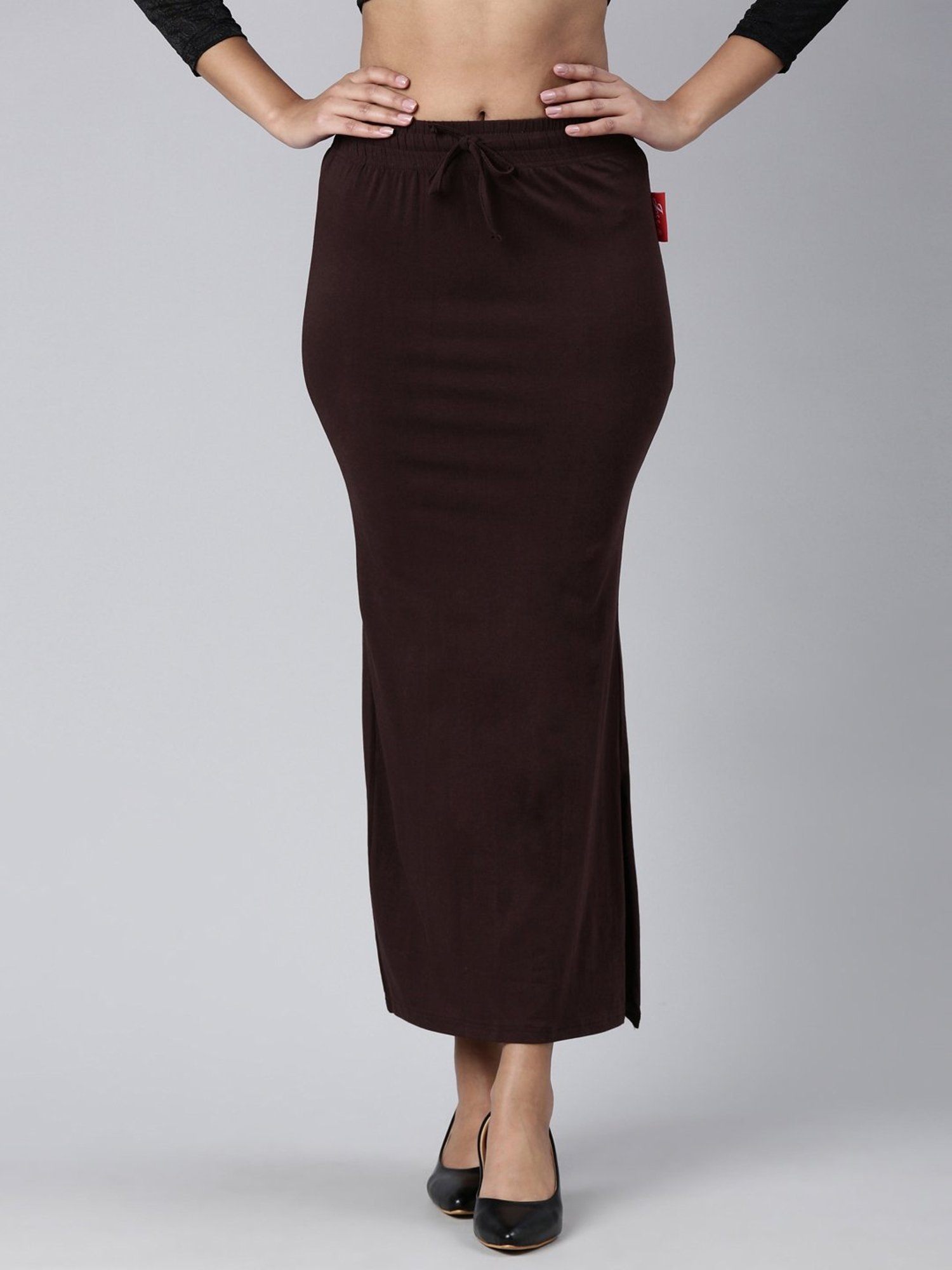 JCSS Brown Cotton Saree Shapewear