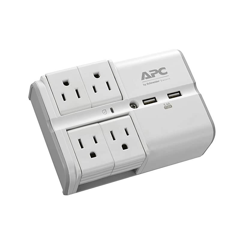 Wall Outlet Surge Protector with USB Ports PE4WRU3 4 Rotating Multi Plug Outlet 1080 Joule Surge Protection