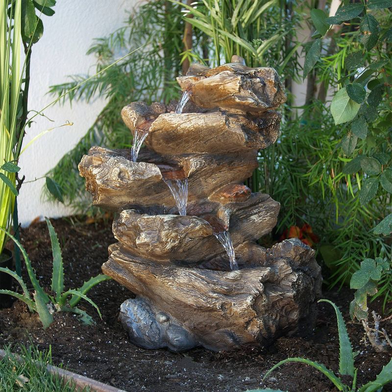 Alpine 22" Rainforest Five Tier Fountain with LED Lights Gray