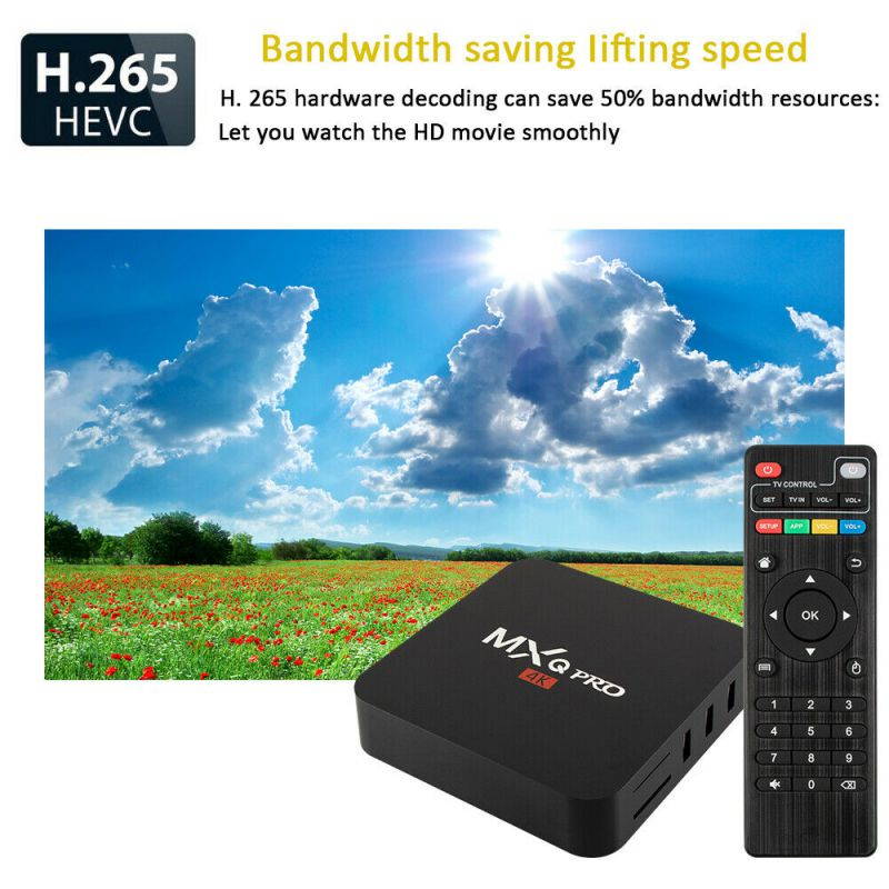 MXQ Pro 4K Ultra HD 64Bit Wifi Android 7.1 Quad Core Smart TV Box Media Player