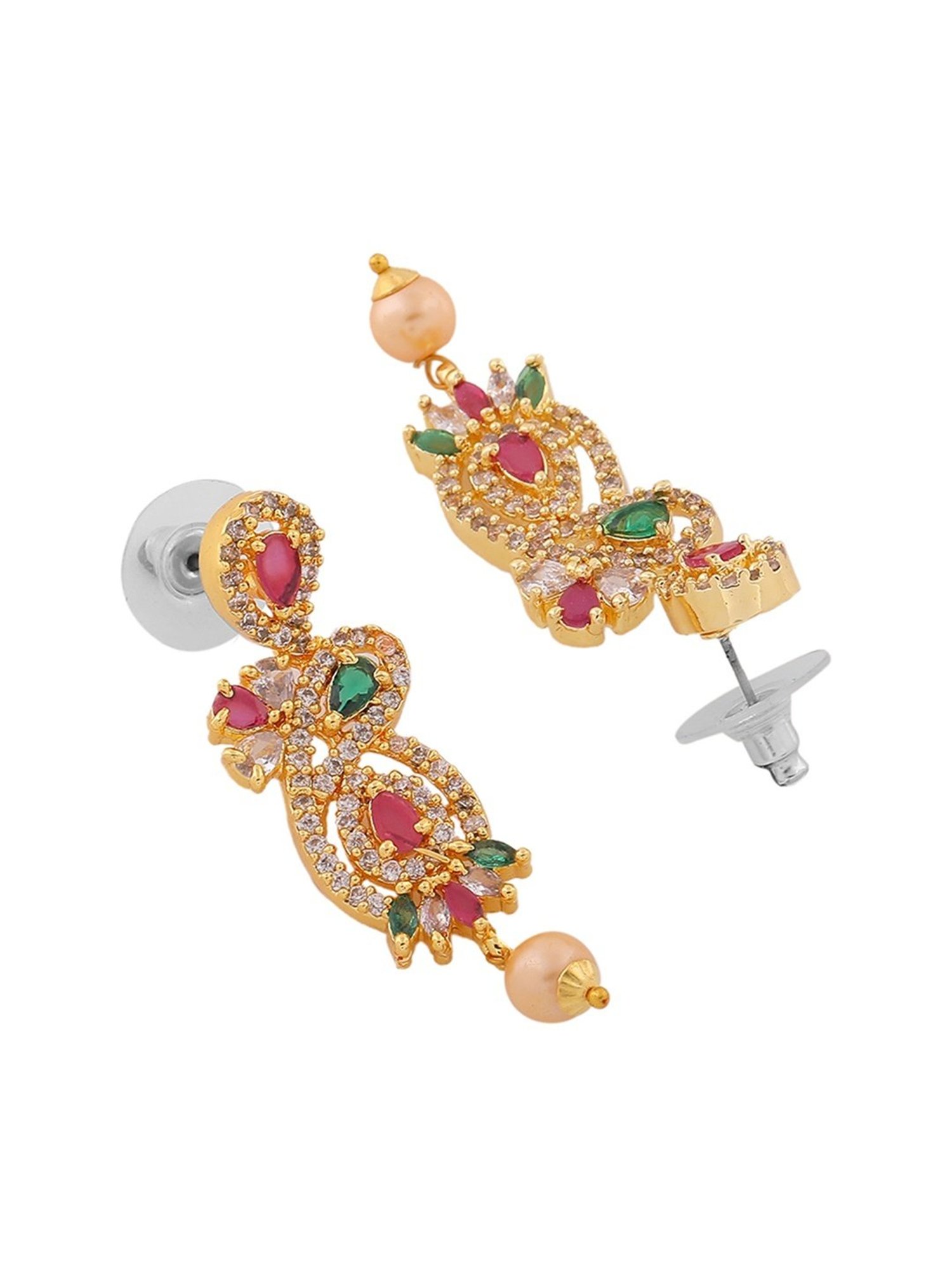 Estele Gold-Plated CZ Magnificent Designer Necklace Set for Women