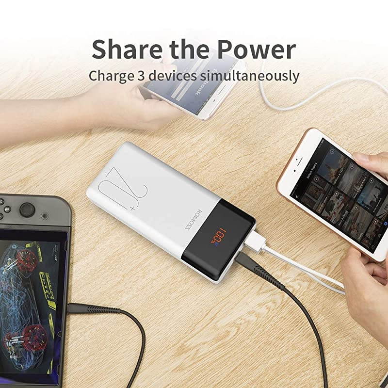 20000mAh Power Bank LT20PS+ 18W PD USB C Portable Charger with 3 Outputs 3 Inputs External Battery Pack Cell Phone Charger Battery Compatible with iPhone 11 Xs Max iPad Pro Samsung S20