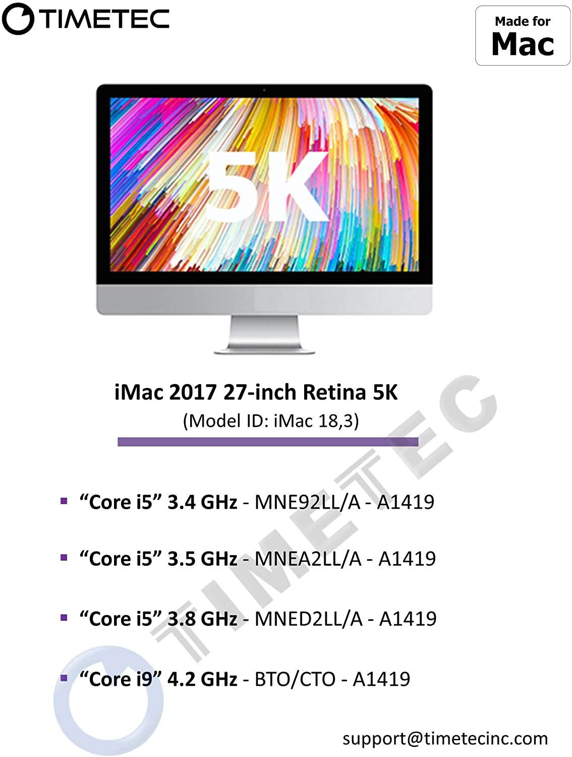 Timetec Hynix IC 64GB KIT (4x16GB) Compatible for Apple 2017 iMac 27-inch w/Retina 5K Display DDR4 2400MHz PC4-19200 2Rx8 CL17 1.2V SODIMM Memory Upgrade (64GB KIT (4x16GB))