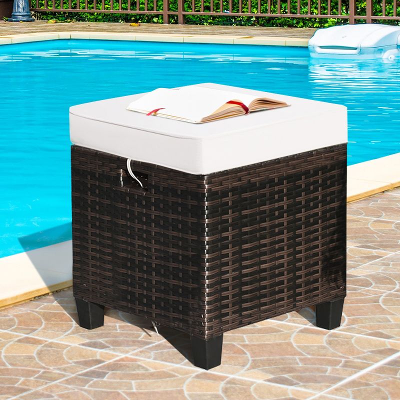 Newbury Premium Grade A Teak Wood Patio Ottoman White - Modway