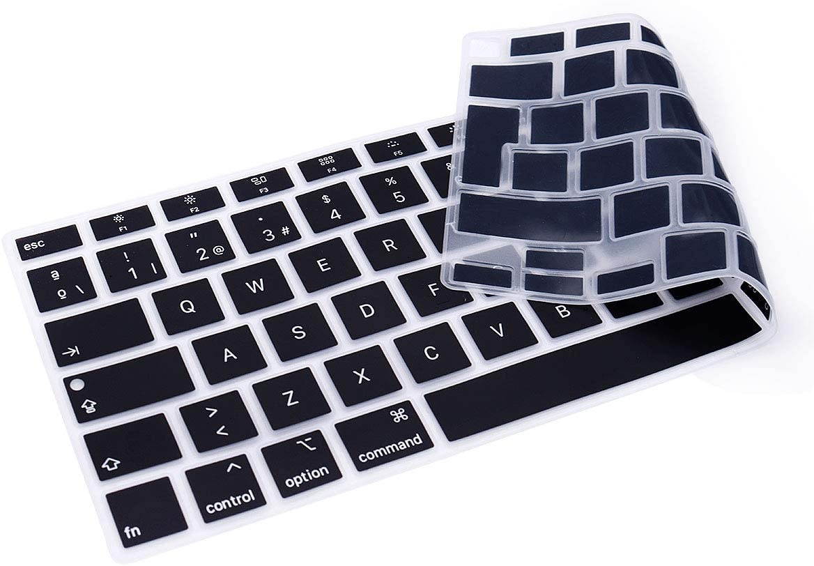 HRH Spanish Language ESP Keyboard Cover Skin,Silicone Keyboard Cover for MacBook Air 13 Inch 2020 with Touch ID (MODLE A2179 and A2337 Apple M1 Chip, US Layout) Keyboard Accessories Protector-Black
