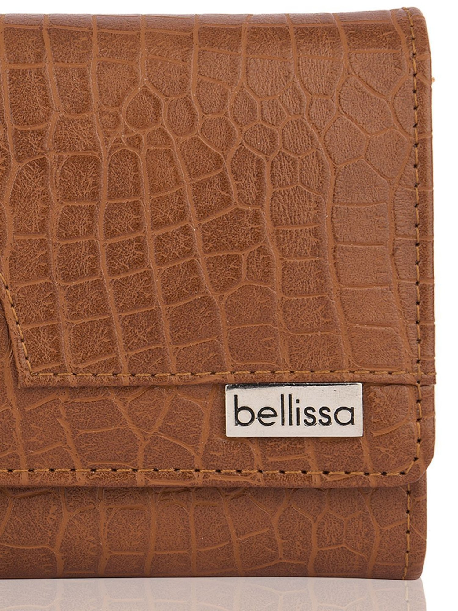 Bellissa Tan Textured Bi-Fold Wallet for Women