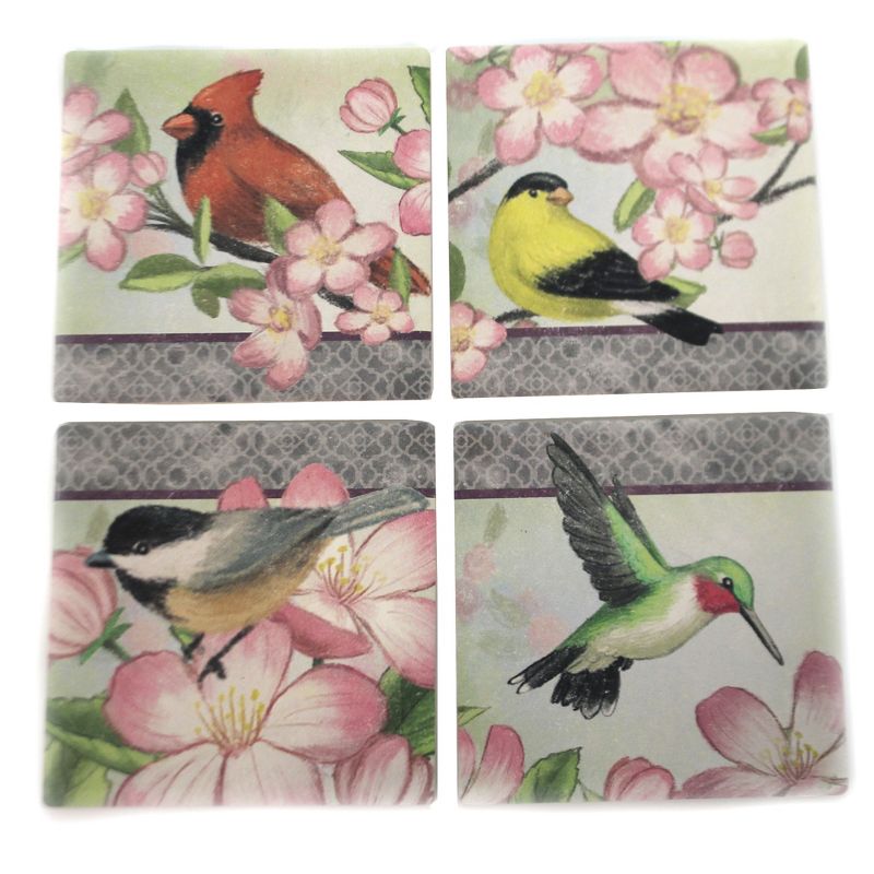 Tabletop 4.0" Decor Bird Coaster Set Hummingbird Cardinal Carson Home Accents  -  Coasters