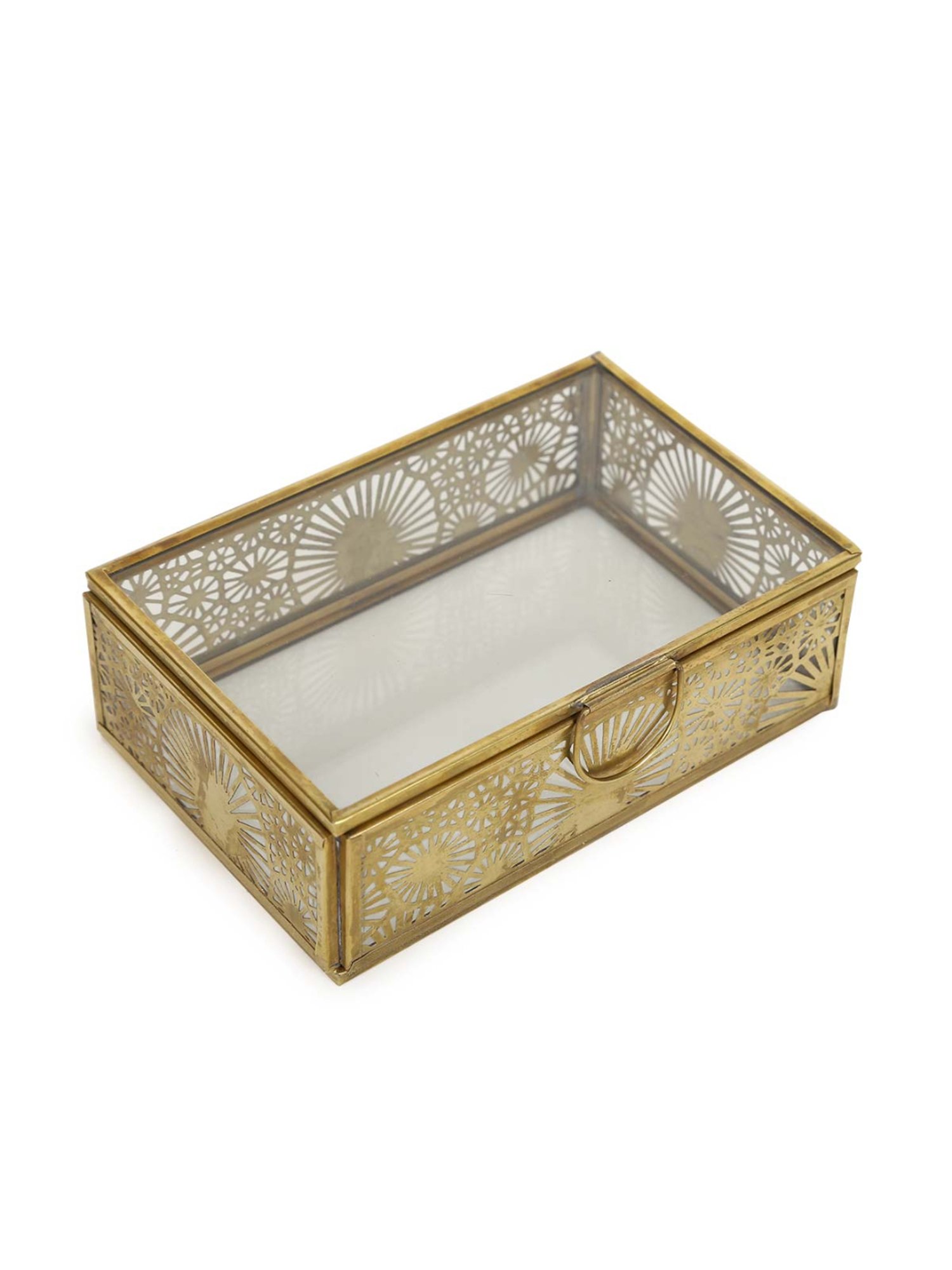 Home4U Gold Glass Small Gris Antique Box