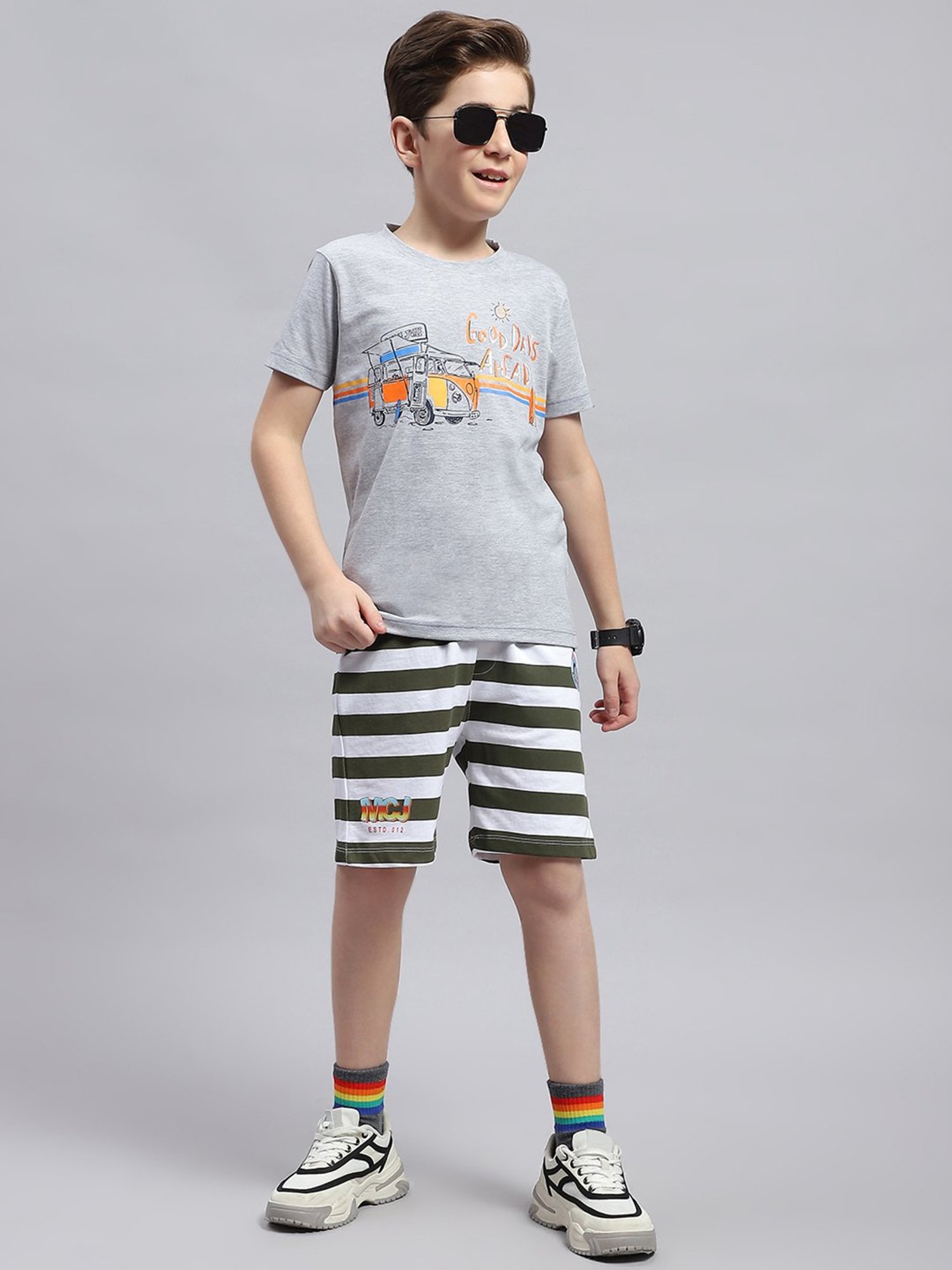 Gini & Jony Kids Brown Solid Bermudas