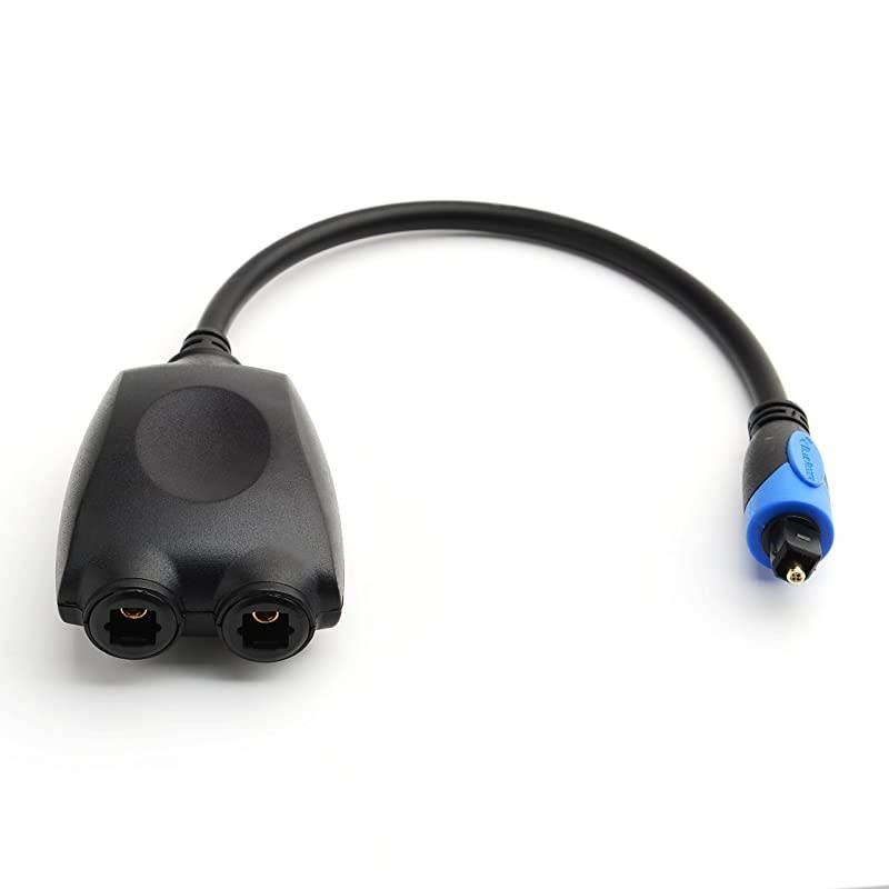 1x2 Toslink Digital Fiber Optic Audio Splitter 1 Male Input 2 Female Output - with 24K Gold Plated Connectors (for Home Theatre, Xbox, Playstation etc.)