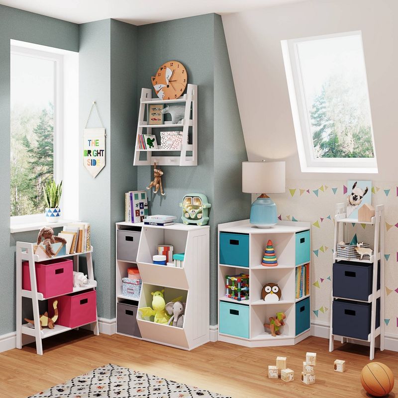 Kids' 6 Cubby with 3 Shelf Corner Cabinet White - RiverRidge
