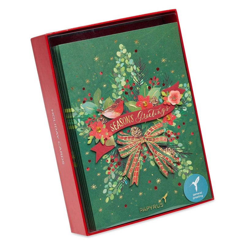 8ct Papyrus Traditional Wreath Boxed Holiday Greeting Cards