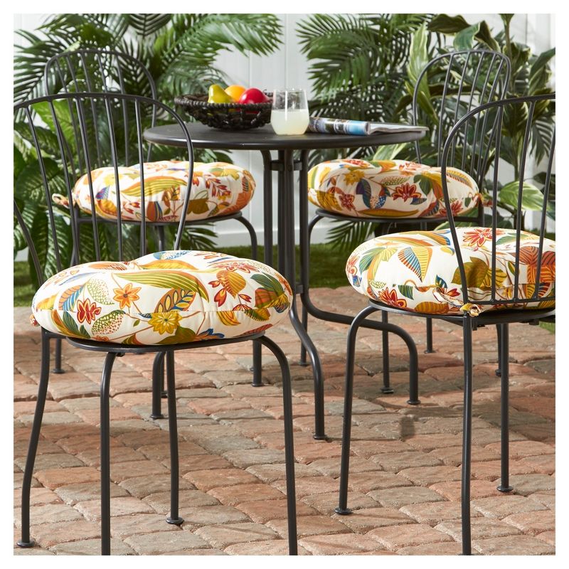 4pk 18" Esprit Floral Outdoor Bistro Chair Cushions - Kensington Garden