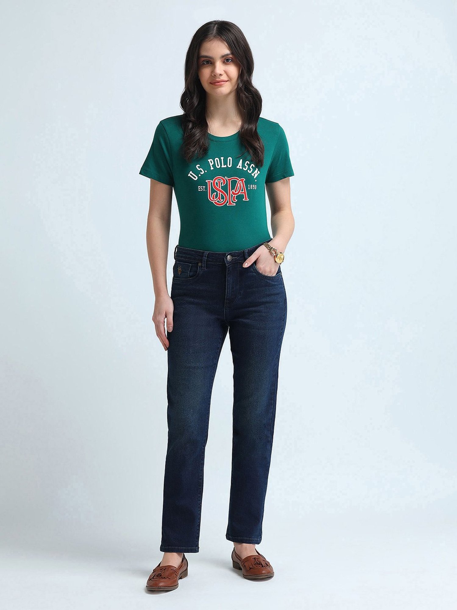 U.S. Polo Assn. Blue Slim Fit Mid Rise Jeans