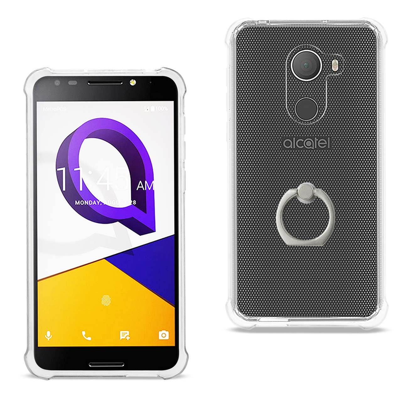 Reiko Alcatel Walters Transparent Air Cushion Protector Bumper Case With Ring Holder In Clear