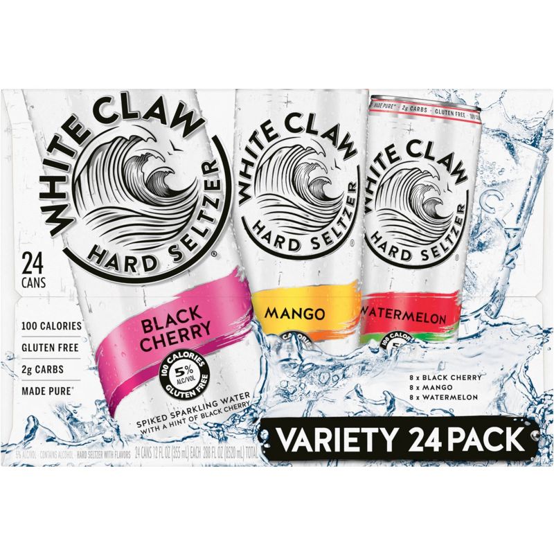 White Claw Hard Seltzer Variety Pack - 24pk/12 fl oz Slim Cans