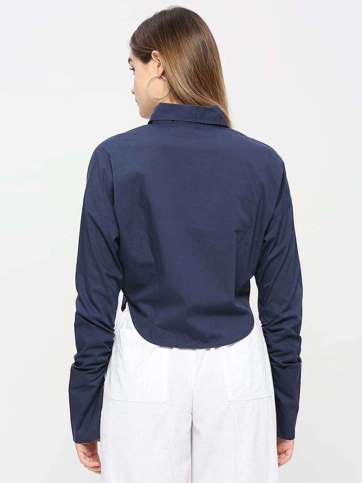 Remanika Blue Pure Cotton Cropped Shirt